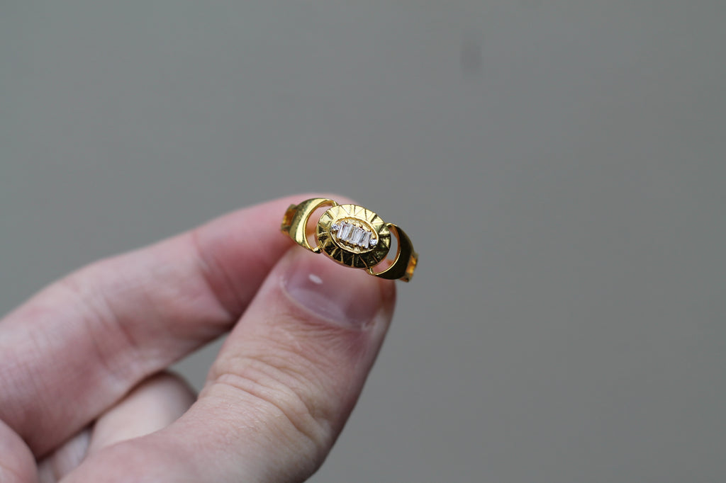 14k Yellow Gold "Futura" Ring | Tapered Baguette Diamonds