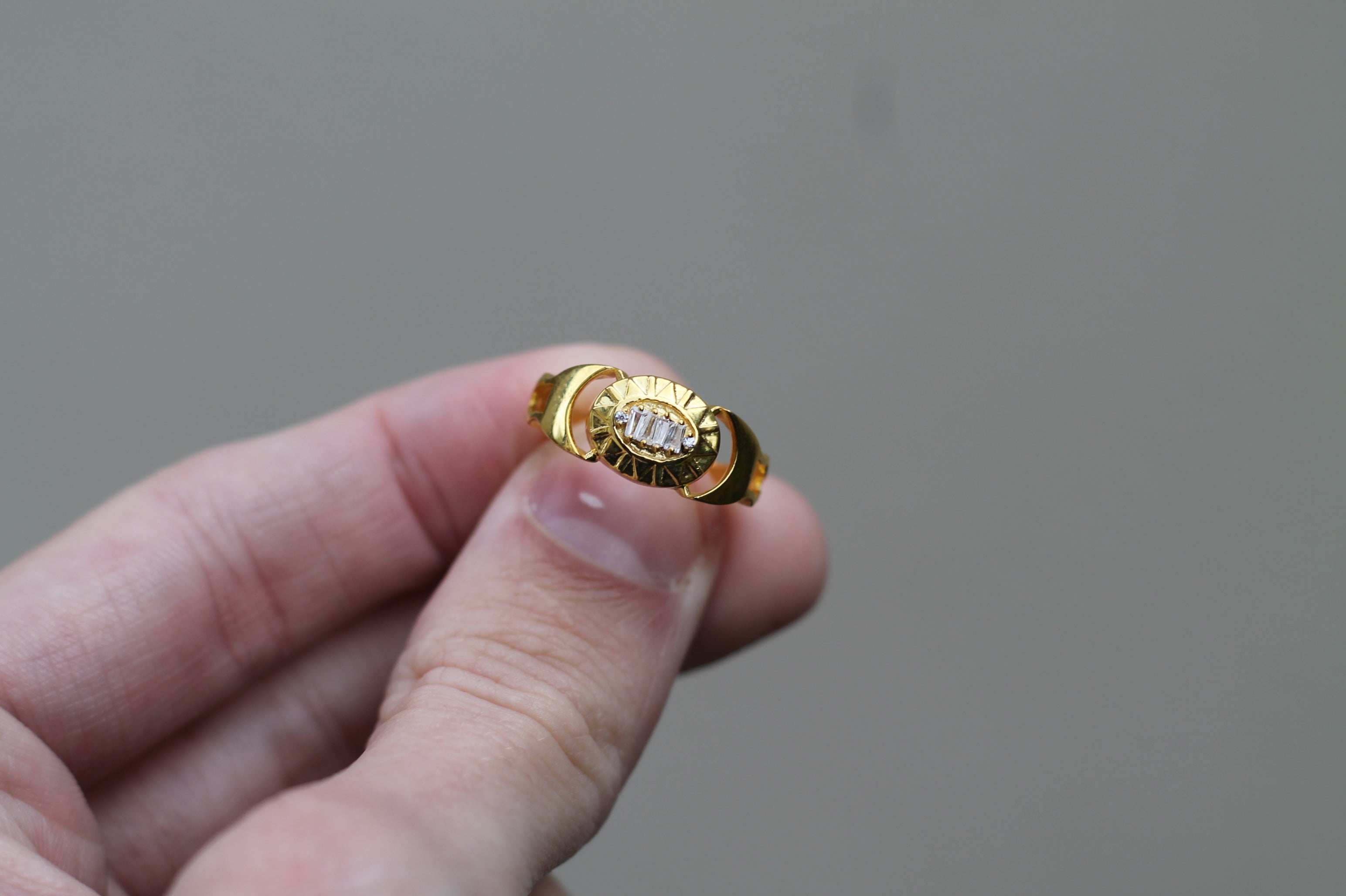 14k Yellow Gold "Futura" Ring | Tapered Baguette Diamonds