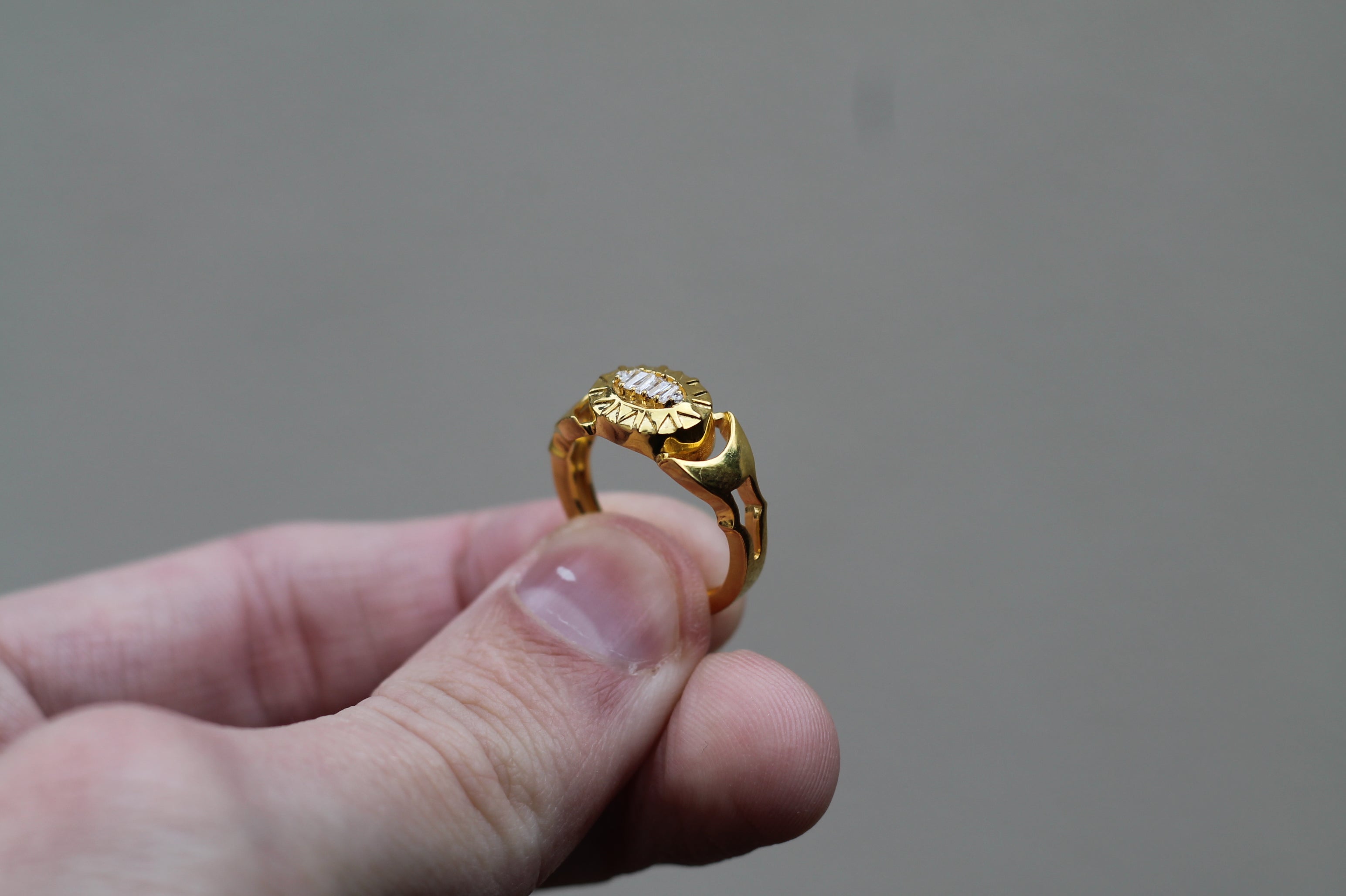 14k Yellow Gold "Futura" Ring | Tapered Baguette Diamonds