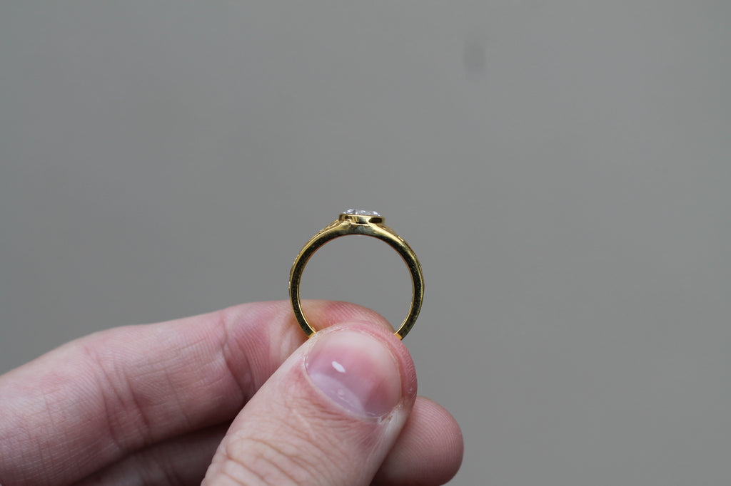 1 Carat Oval Cut Diamond "Forest" Ring | 14k Yellow Gold | Engagement Signet Style Ring