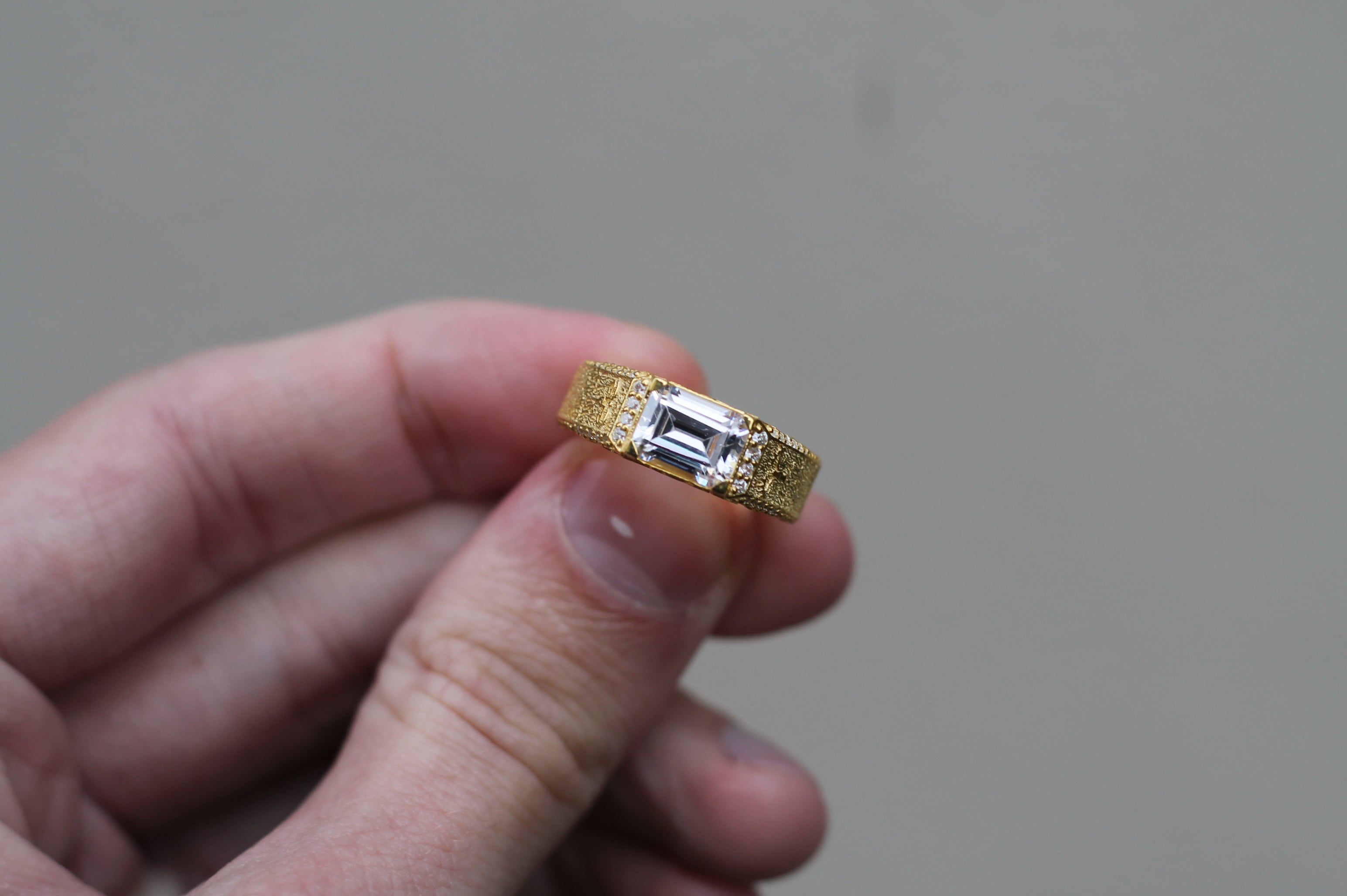 1 Carat Emerald Cut Diamond Statement Ring | 14k Yellow Gold