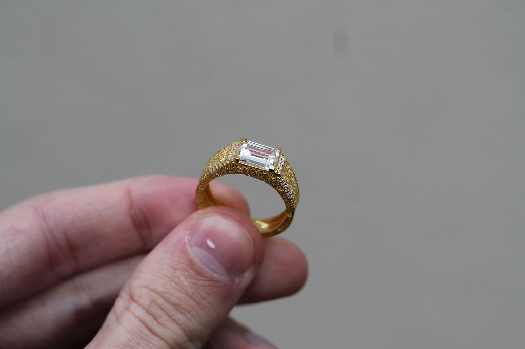 1 Carat Emerald Cut Diamond Statement Ring | 14k Yellow Gold