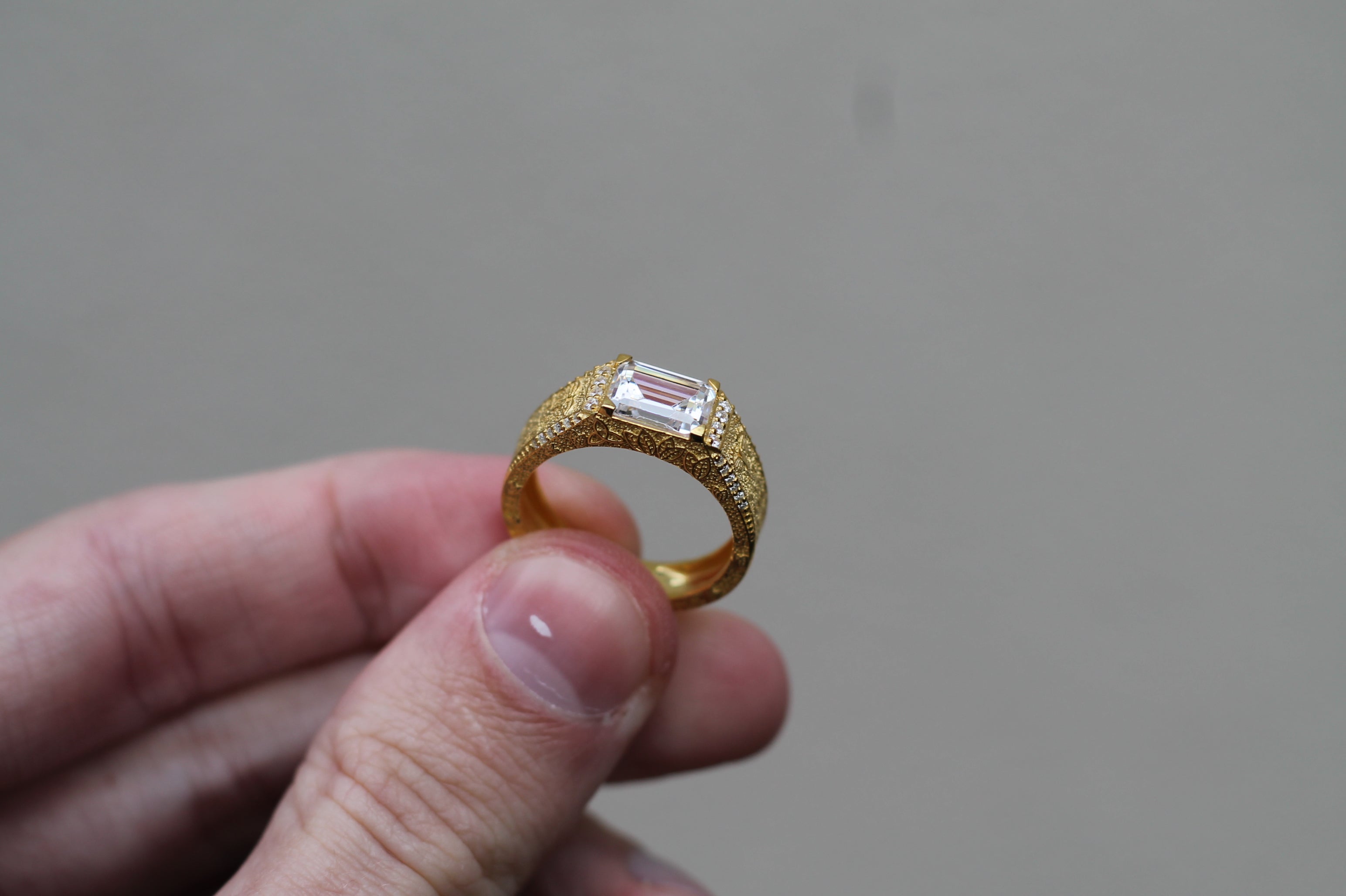 1 Carat Emerald Cut Diamond Statement Ring | 14k Yellow Gold