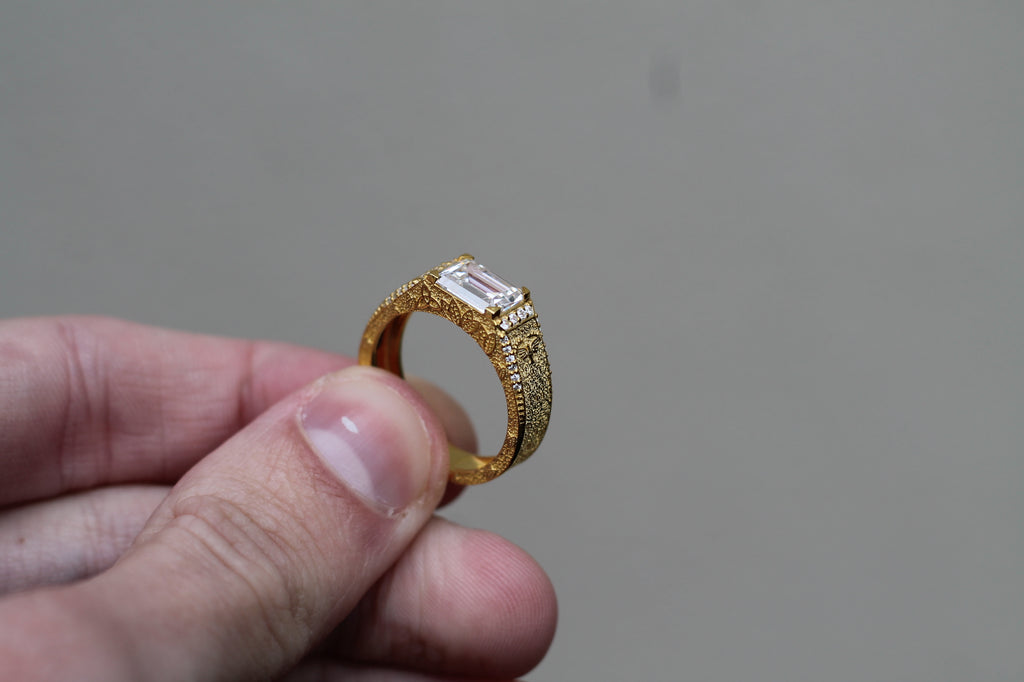 1 Carat Emerald Cut Diamond Statement Ring | 14k Yellow Gold