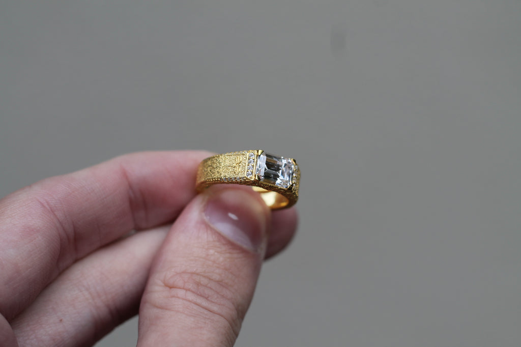 1 Carat Emerald Cut Diamond Statement Ring | 14k Yellow Gold