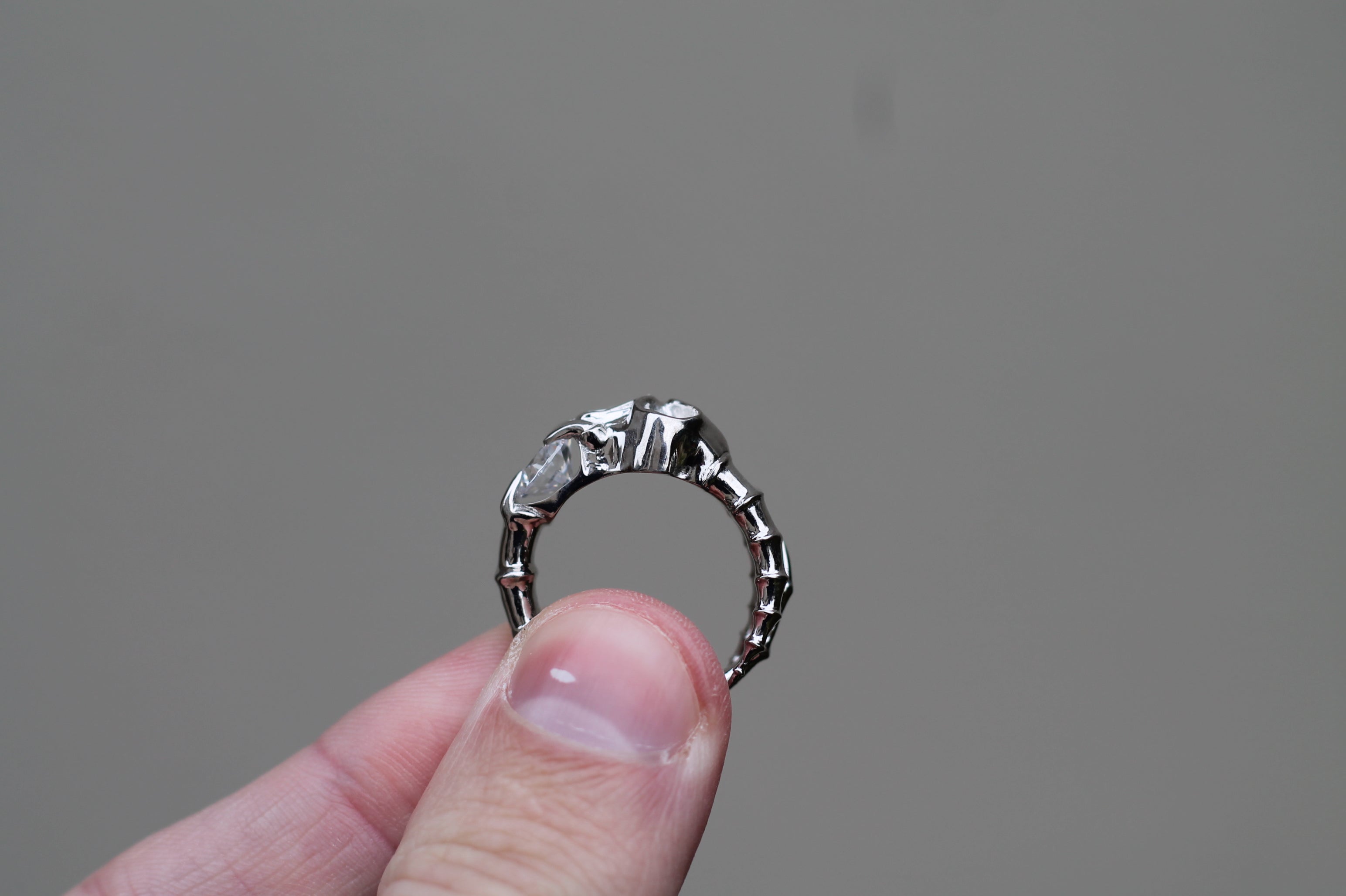 1 Carat Round Diamond Screaming Skull Ring | 14k White Gold | Statement Ring
