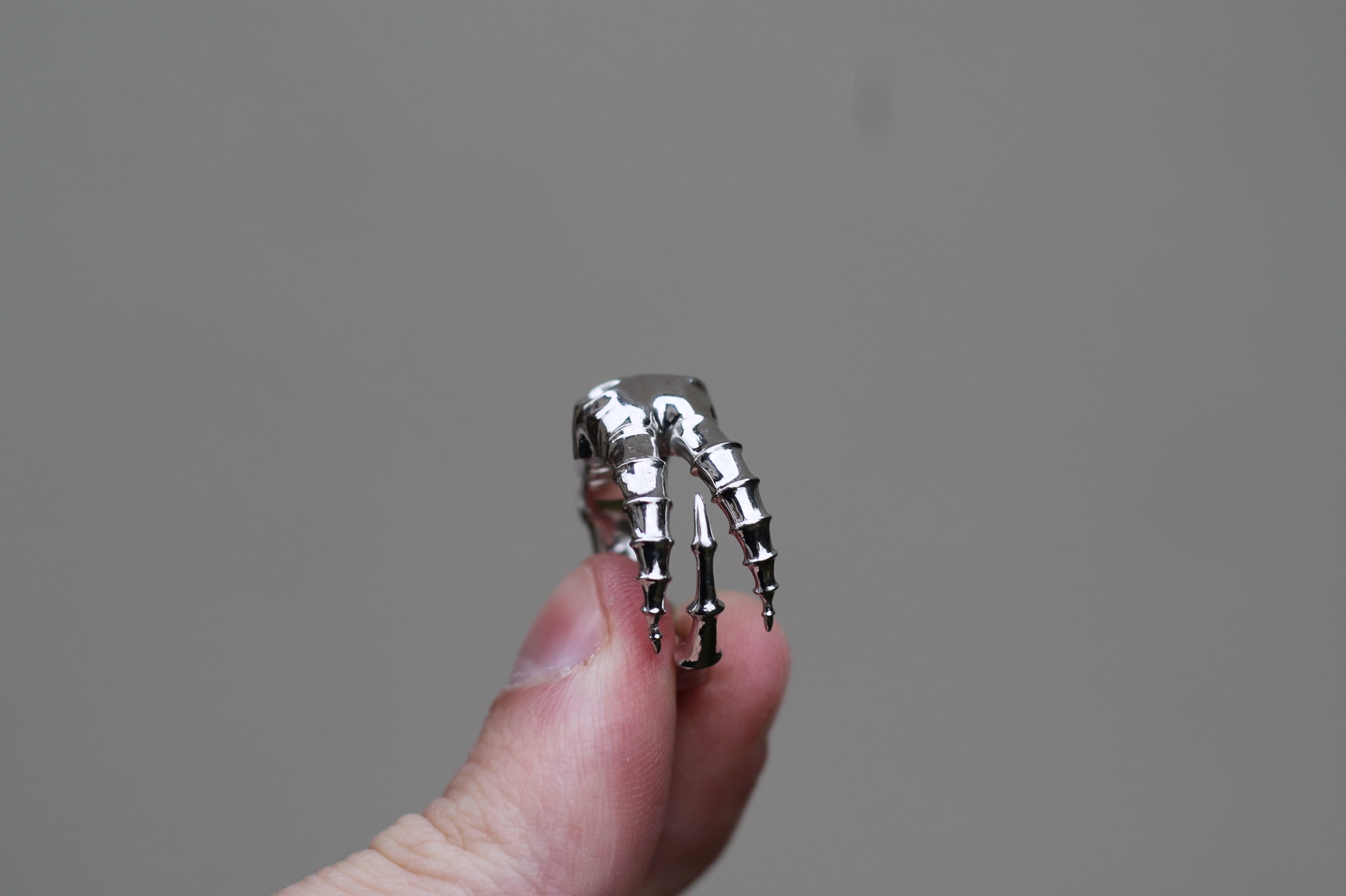 1 Carat Round Diamond Screaming Skull Ring | 14k White Gold | Statement Ring
