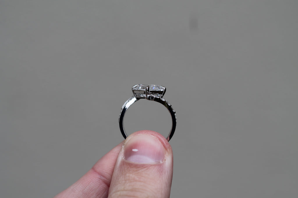 2 Carat Emerald Cut Diamond Twisted Ring | 14k White Gold | Engagement Ring