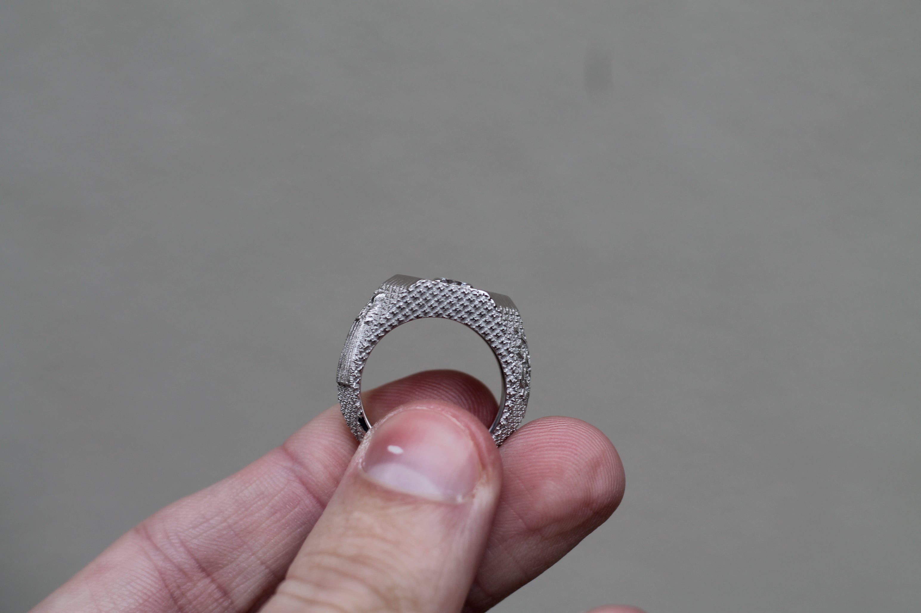 1 Carat Round Diamond "Knight" Ring | 14k White Gold | Statement Ring