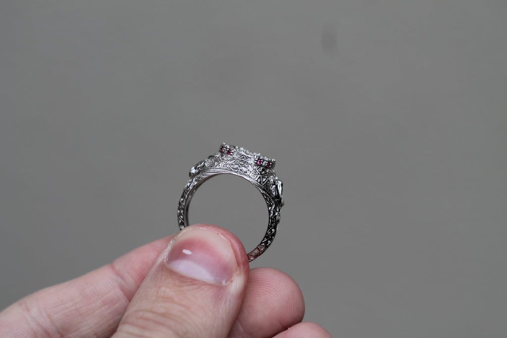 1 Carat Round Diamond "Underworld" Ring | 14k White Gold | Statement Ring