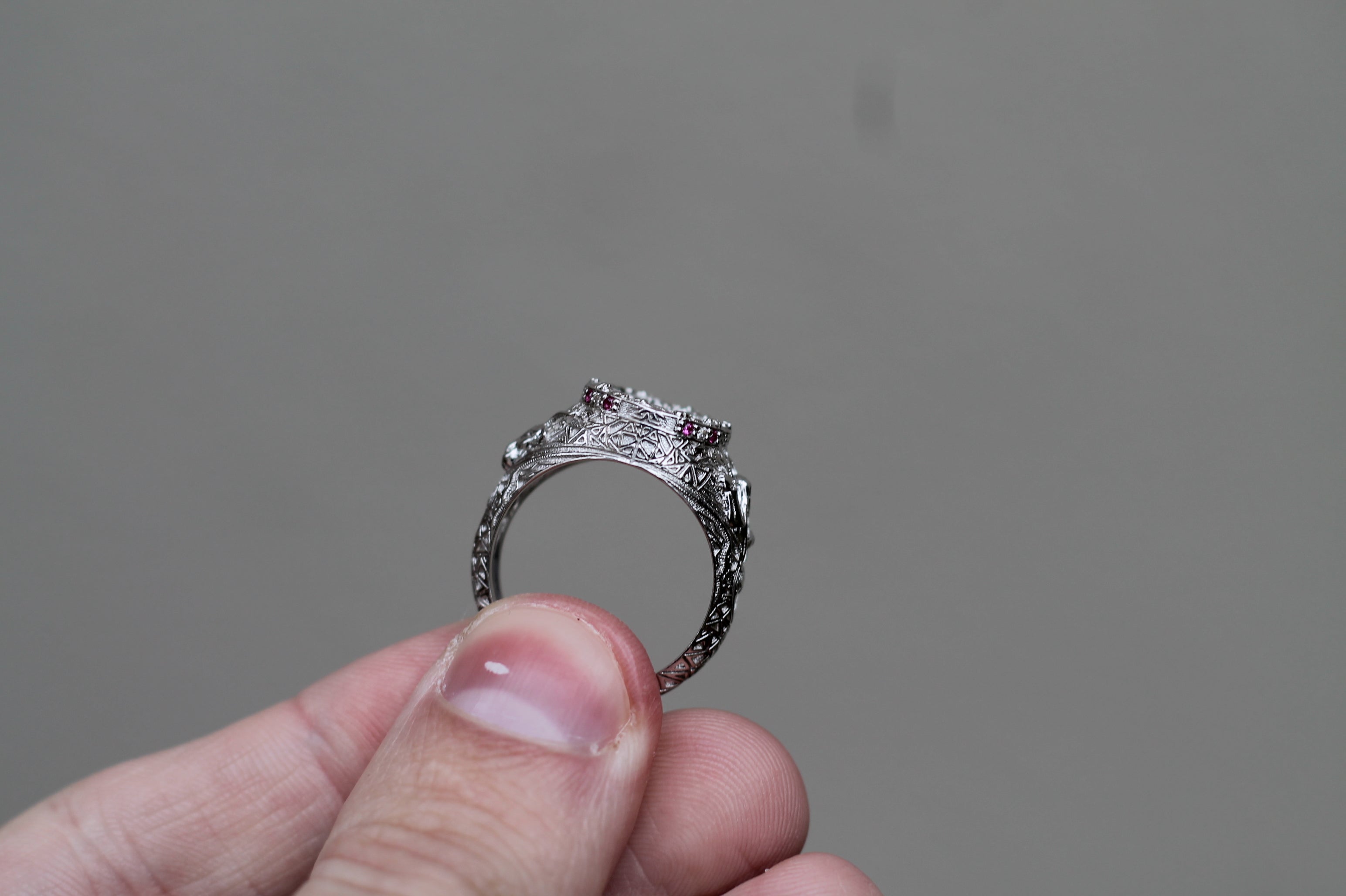 1 Carat Round Diamond "Underworld" Ring | 14k White Gold | Statement Ring