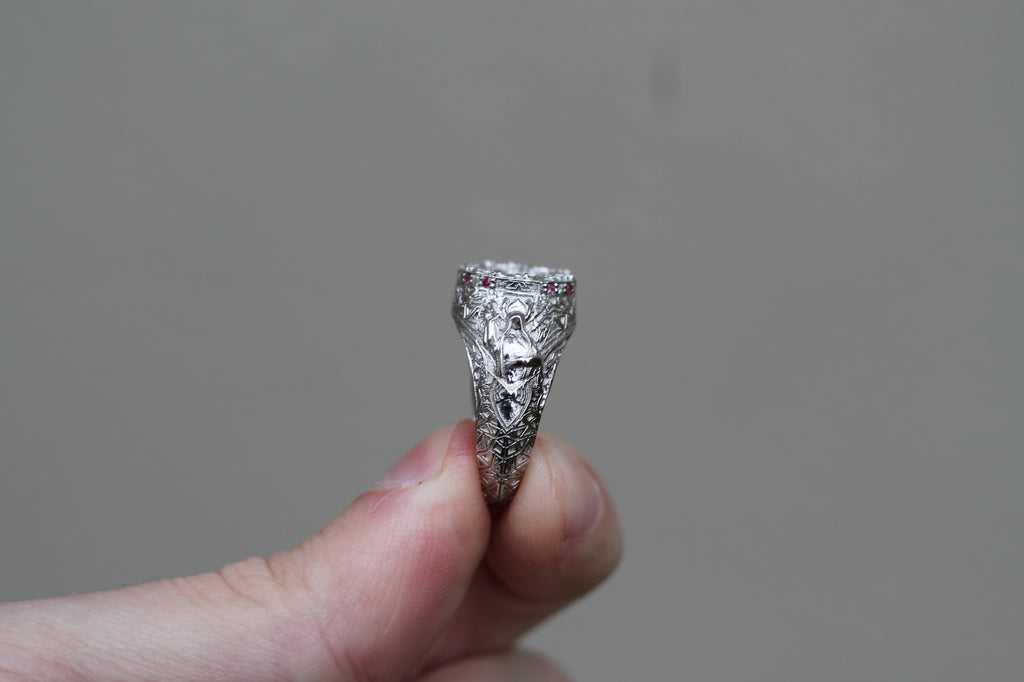 1 Carat Round Diamond "Underworld" Ring | 14k White Gold | Statement Ring