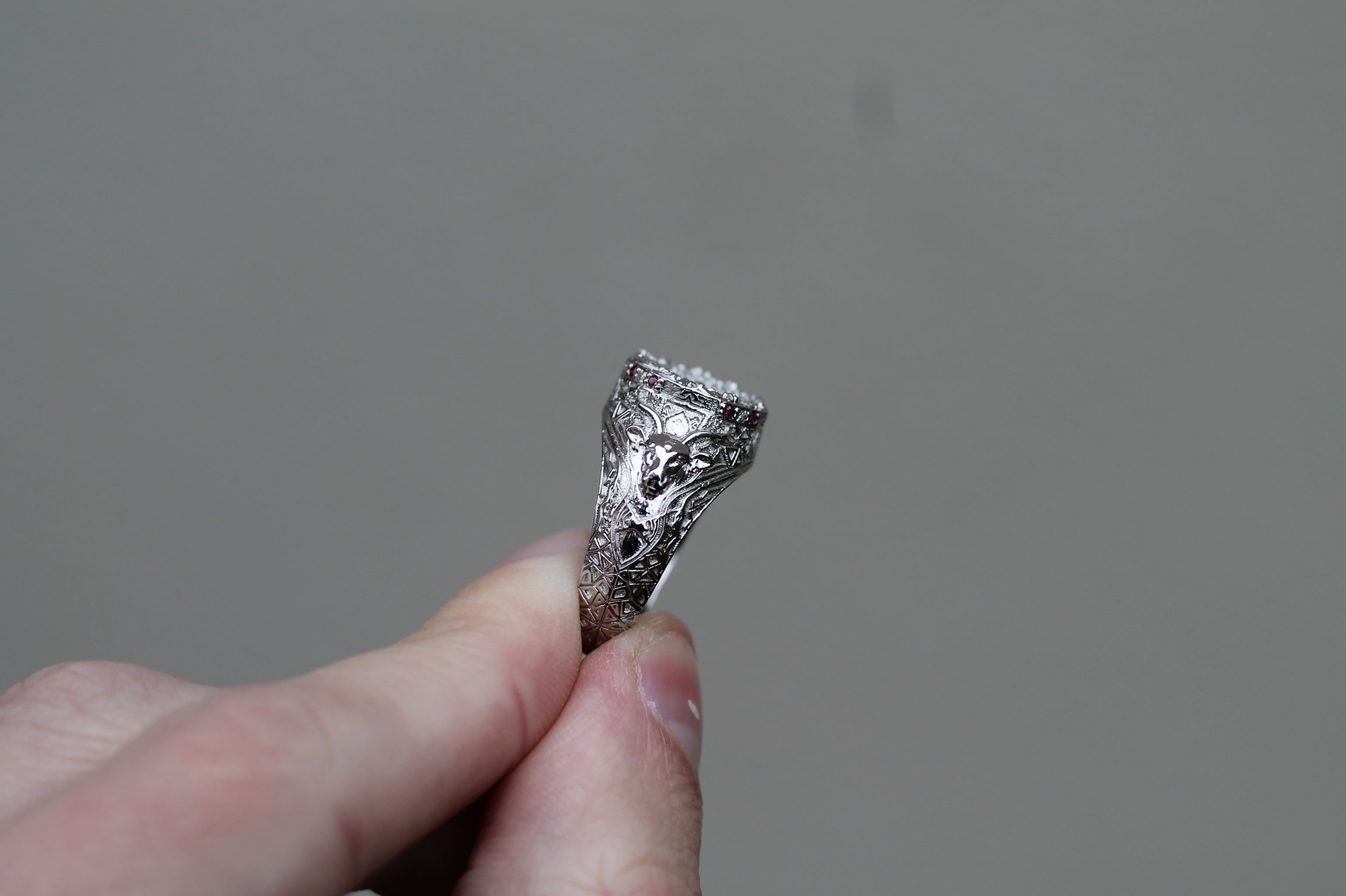 1 Carat Round Diamond "Underworld" Ring | 14k White Gold | Statement Ring