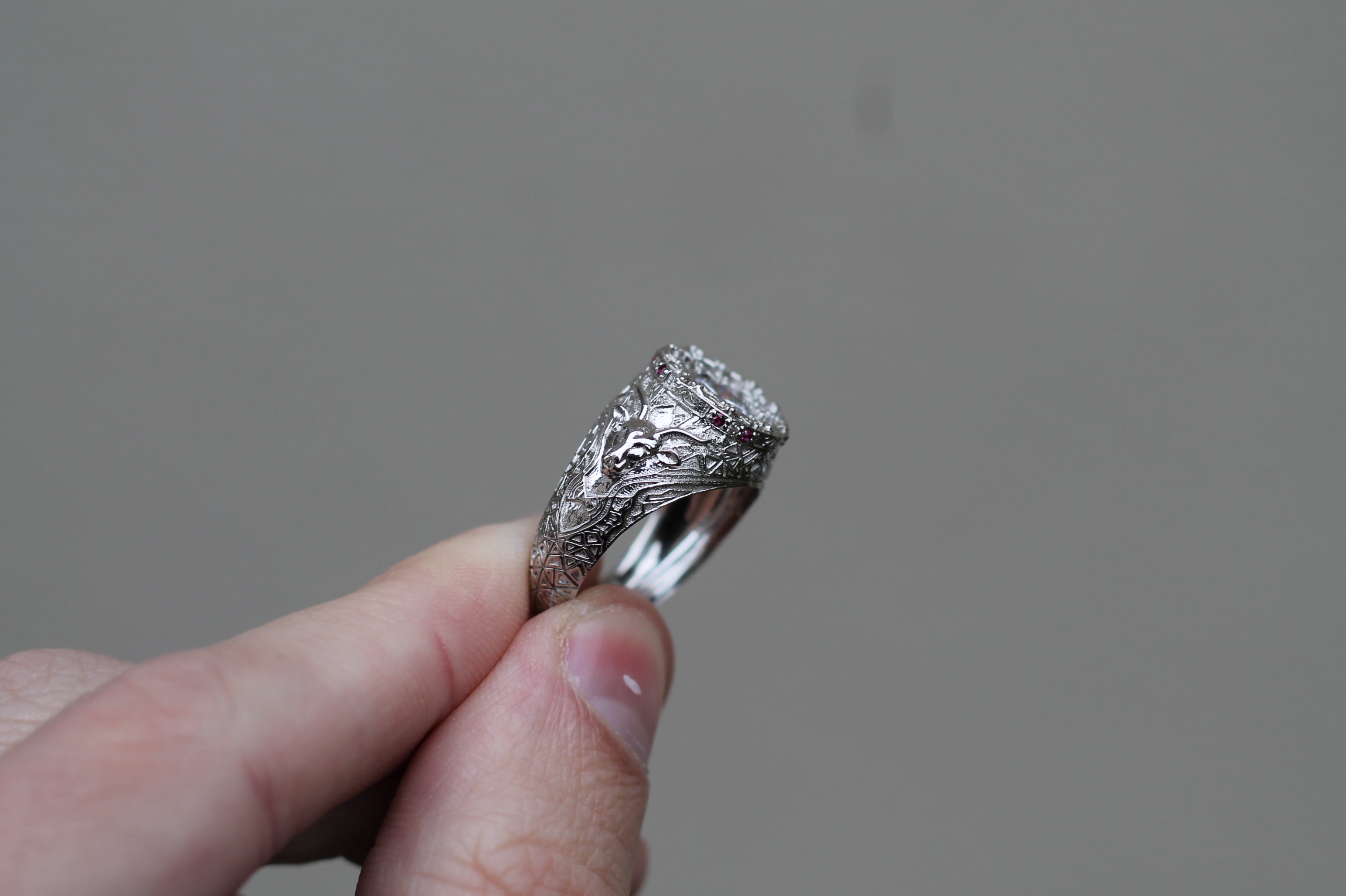 1 Carat Round Diamond "Underworld" Ring | 14k White Gold | Statement Ring