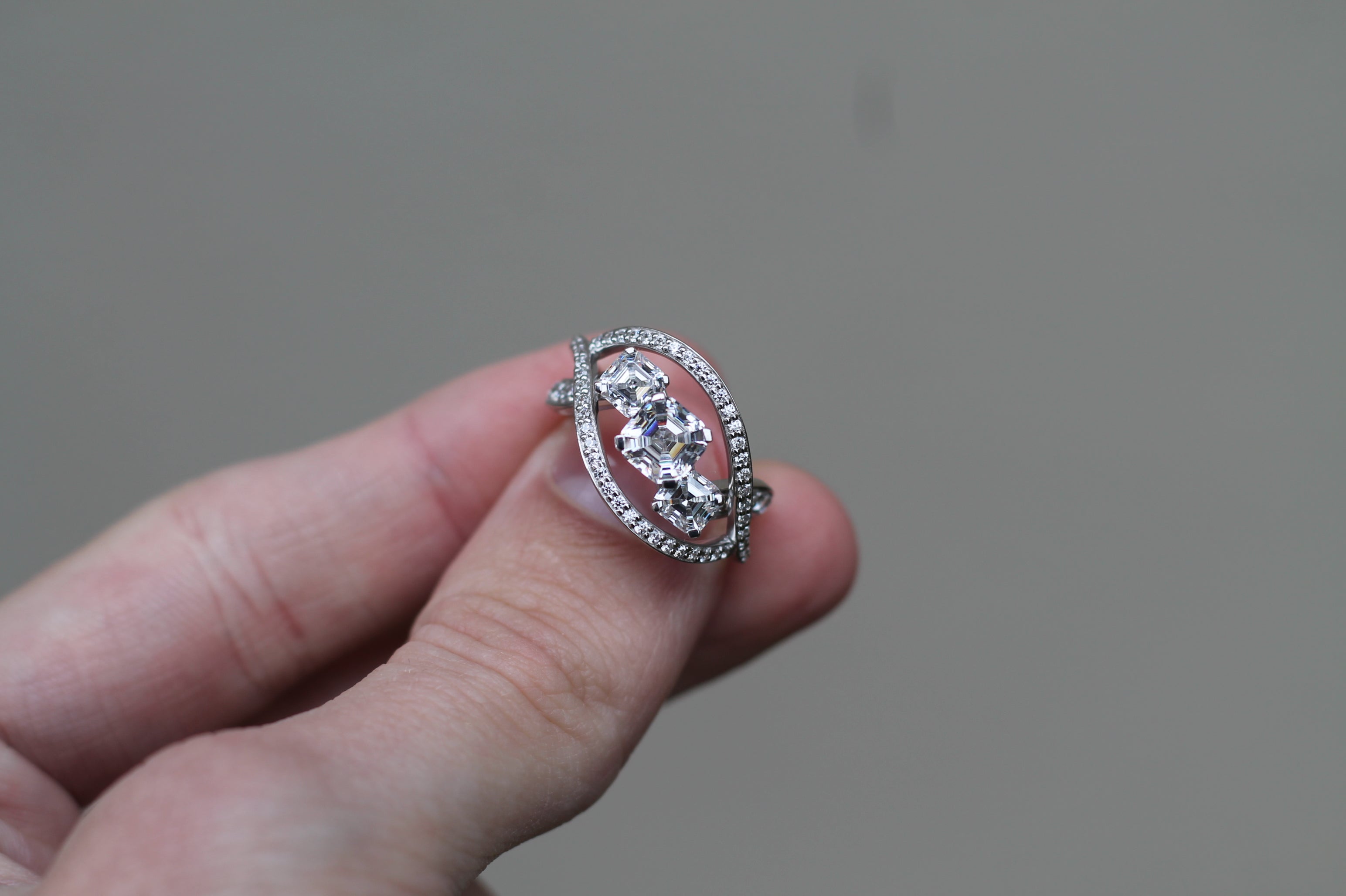 2 Carat Triple Asscher Cut Diamond Ring | 14k White Gold | Engagement Ring