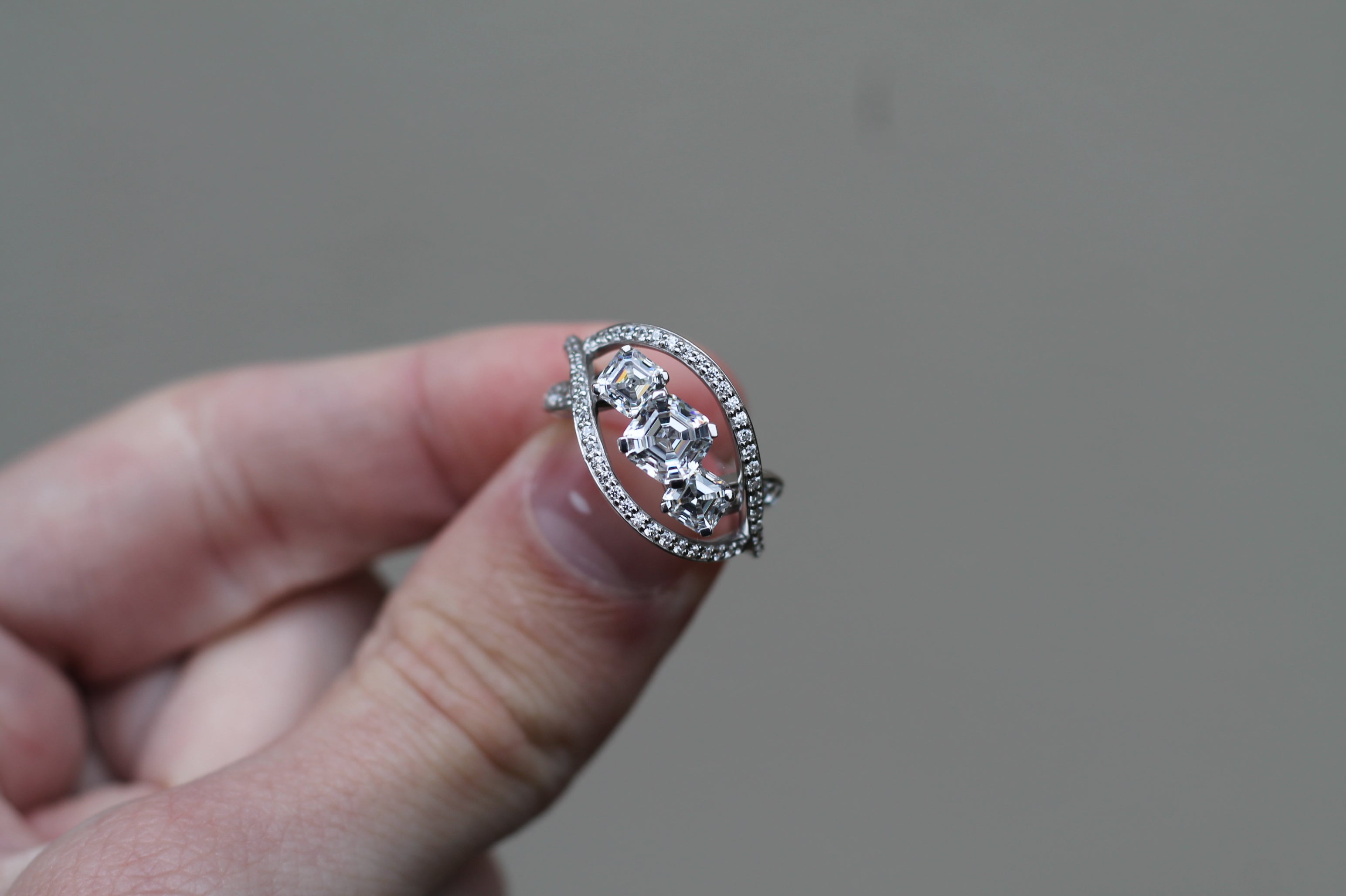 2 Carat Triple Asscher Cut Diamond Ring | 14k White Gold | Engagement Ring