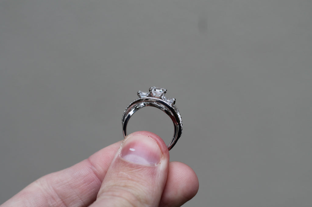 2 Carat Triple Asscher Cut Diamond Ring | 14k White Gold | Engagement Ring