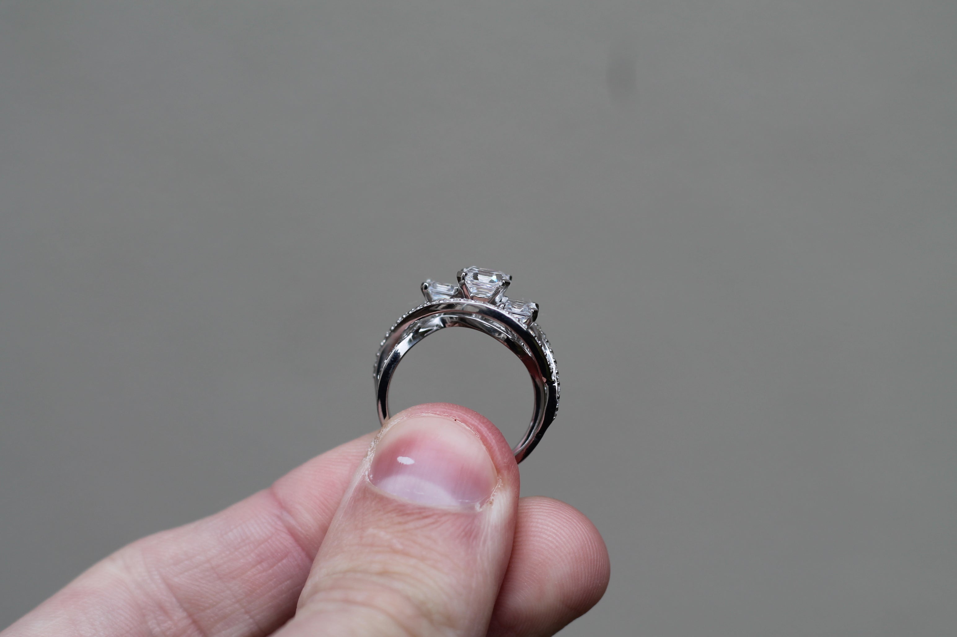 2 Carat Triple Asscher Cut Diamond Ring | 14k White Gold | Engagement Ring