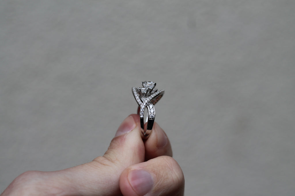 2 Carat Triple Asscher Cut Diamond Ring | 14k White Gold | Engagement Ring