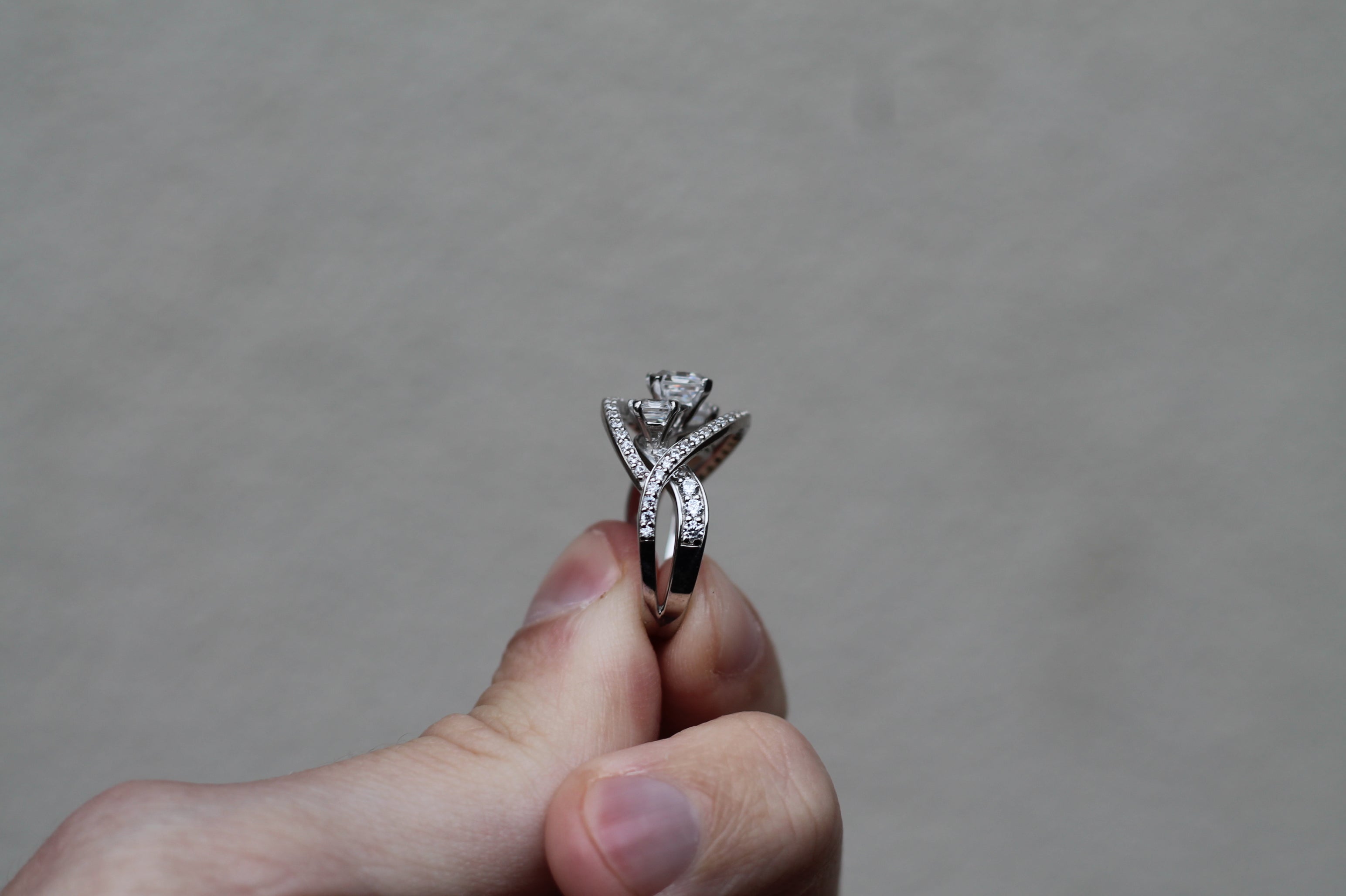 2 Carat Triple Asscher Cut Diamond Ring | 14k White Gold | Engagement Ring