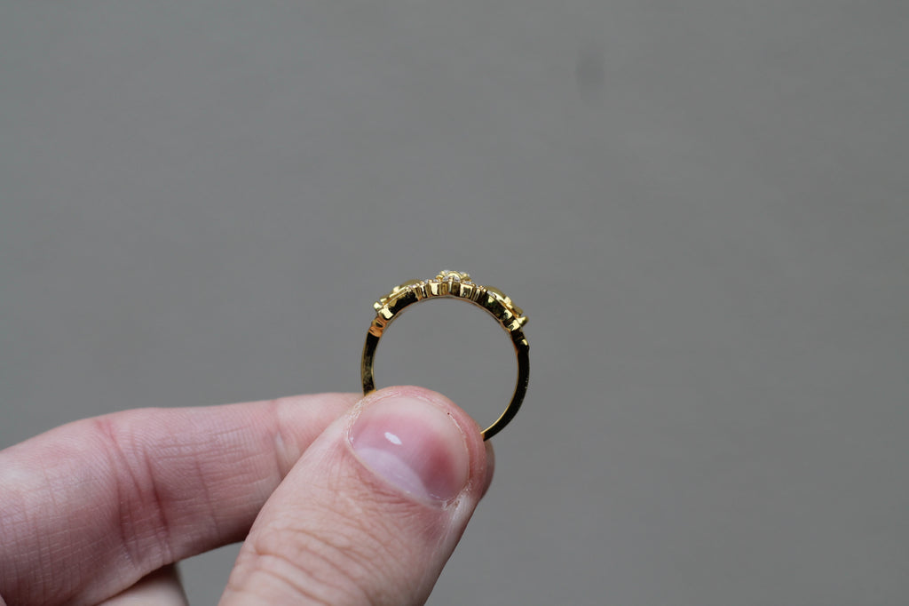 14k Yellow Gold Triple Skull Ring | Statement Ring