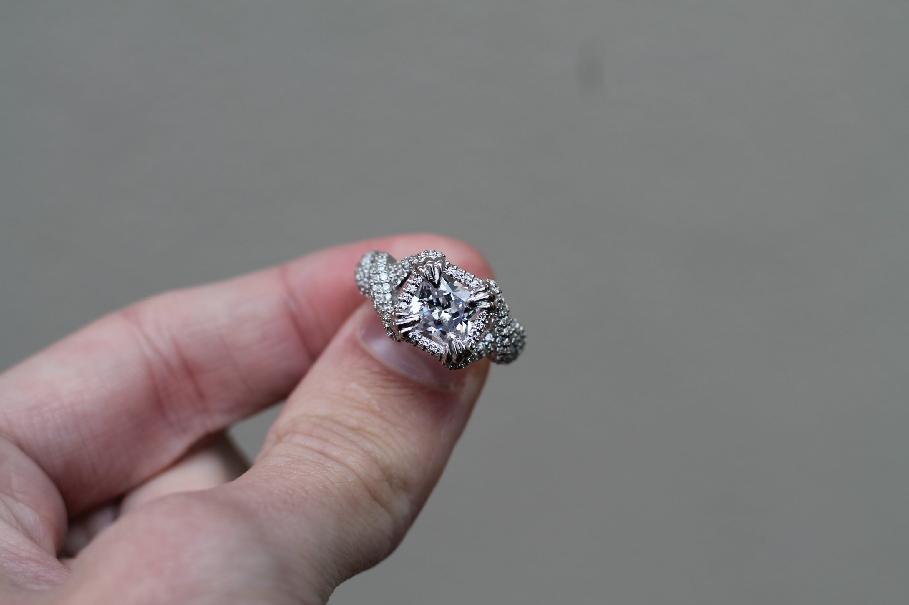 1 Carat Serpent Heads Ring | 14k White Gold | Engagement Ring