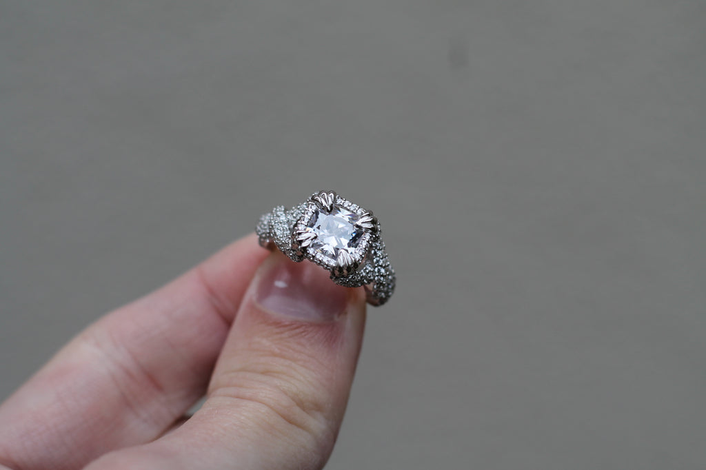 1 Carat Serpent Heads Ring | 14k White Gold | Engagement Ring