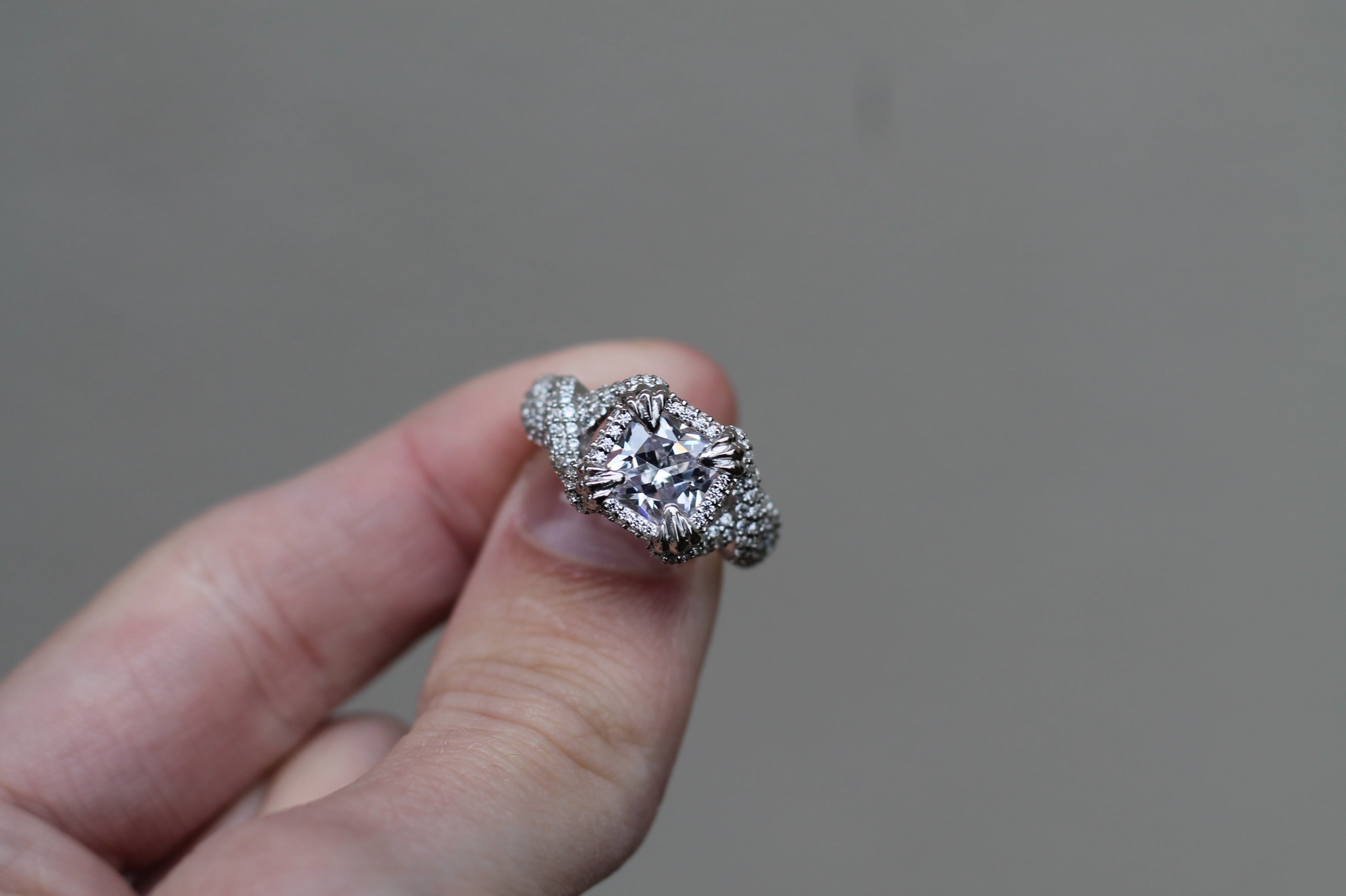 1 Carat Serpent Heads Ring | 14k White Gold | Engagement Ring