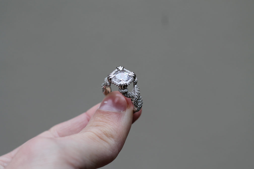 1 Carat Serpent Heads Ring | 14k White Gold | Engagement Ring
