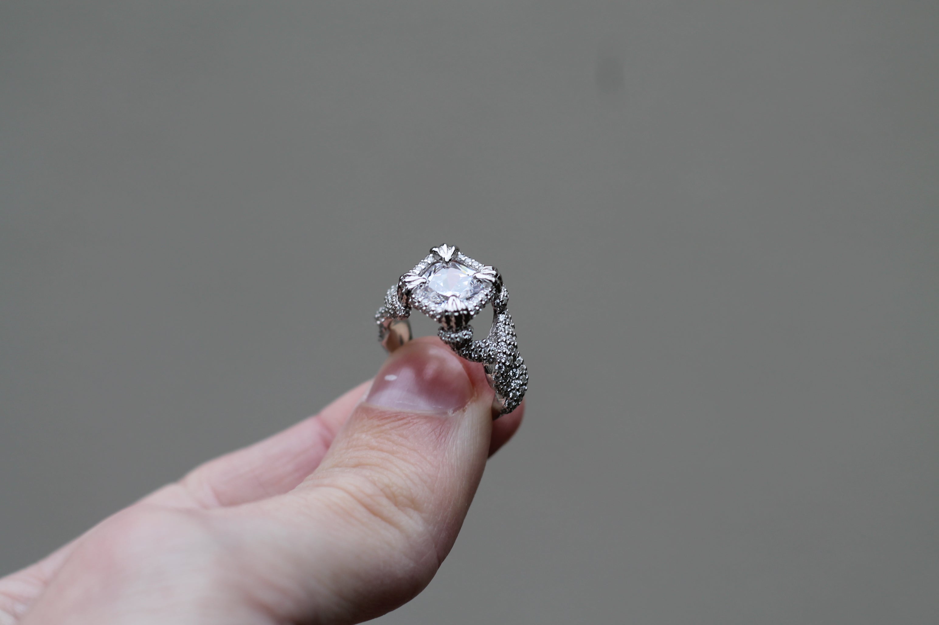 1 Carat Serpent Heads Ring | 14k White Gold | Engagement Ring