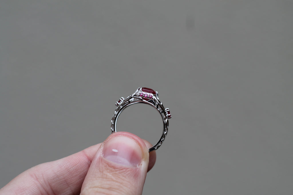 1 Carat Ruby "Magma" Ring | 14k White Gold | Statement Ring