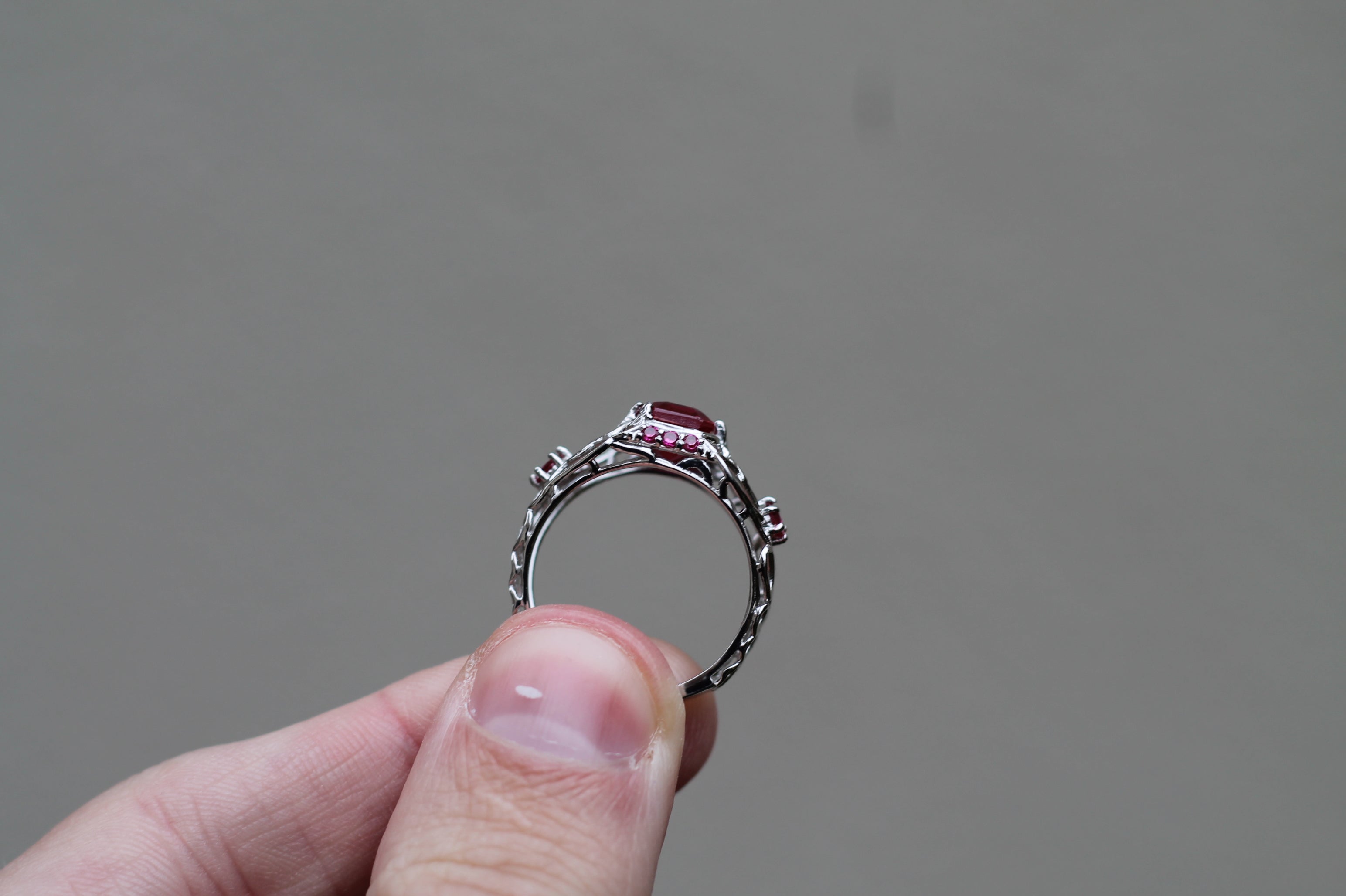 1 Carat Ruby "Magma" Ring | 14k White Gold | Statement Ring