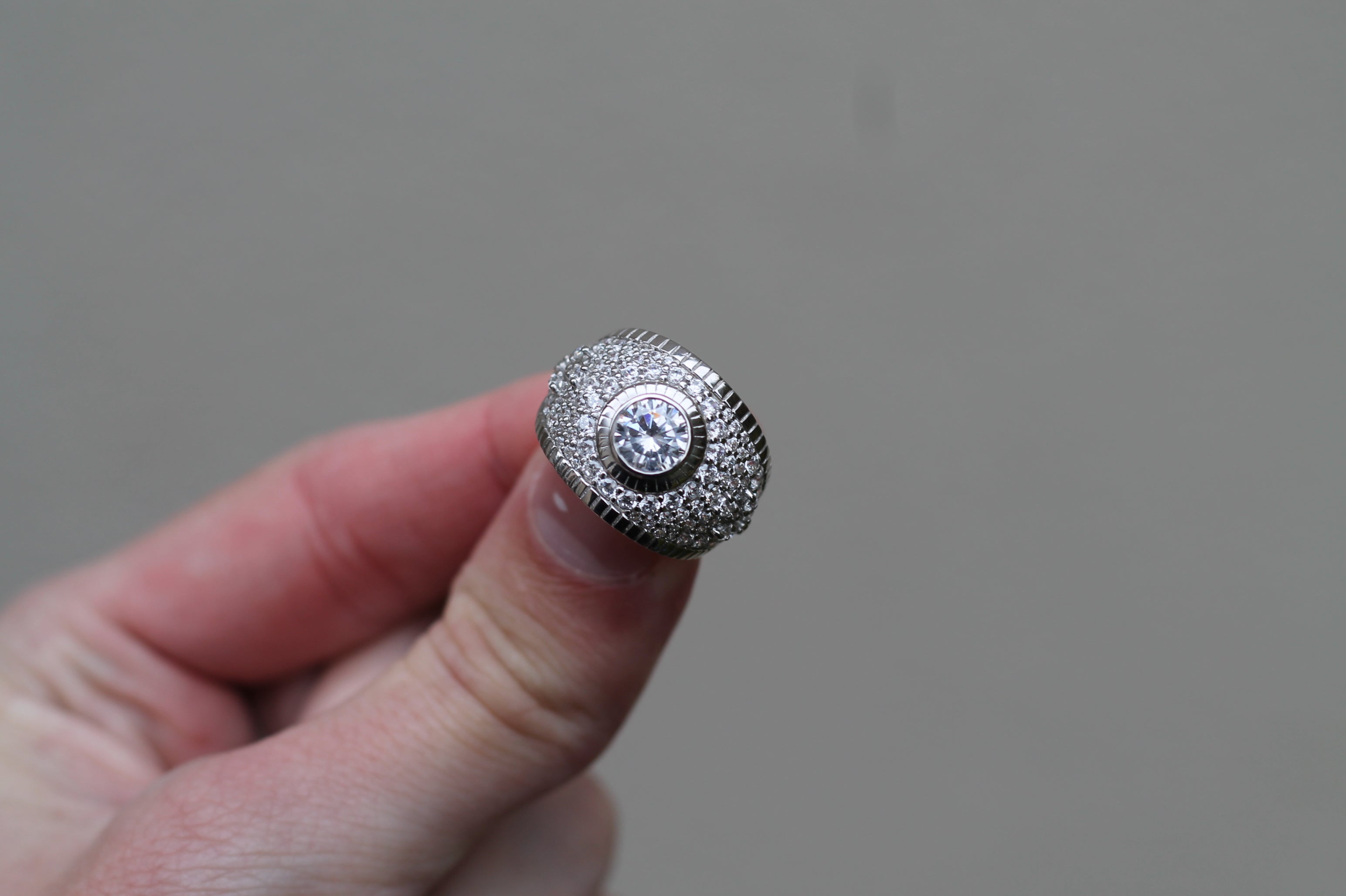 1 Carat Round Center Diamond Cluster Ring | 14k White Gold | Engagement Ring