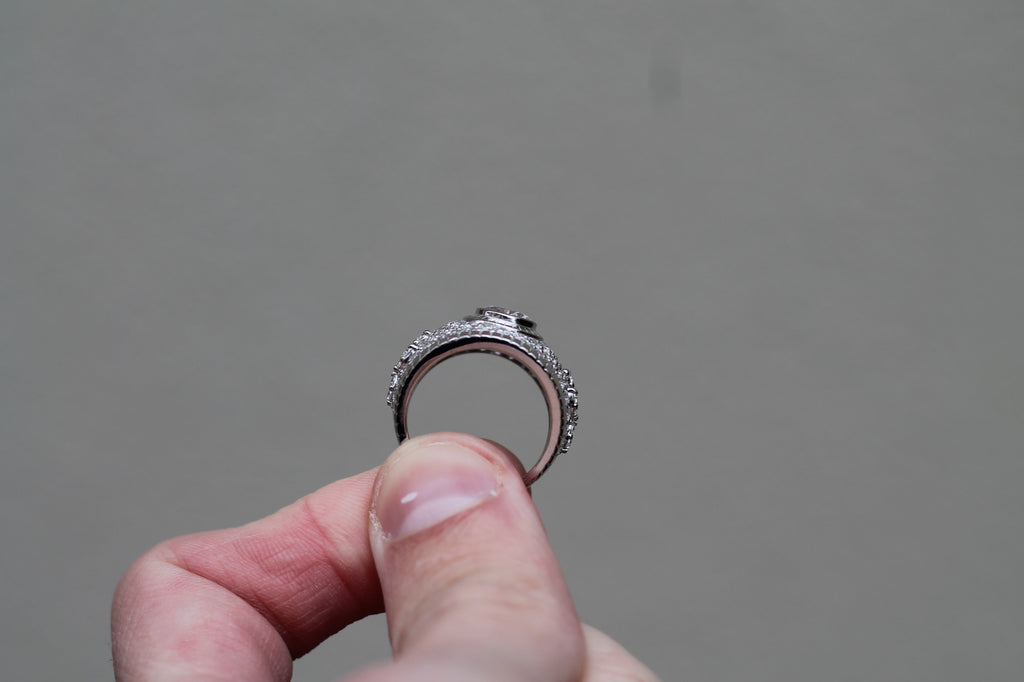 1 Carat Round Center Diamond Cluster Ring | 14k White Gold | Engagement Ring