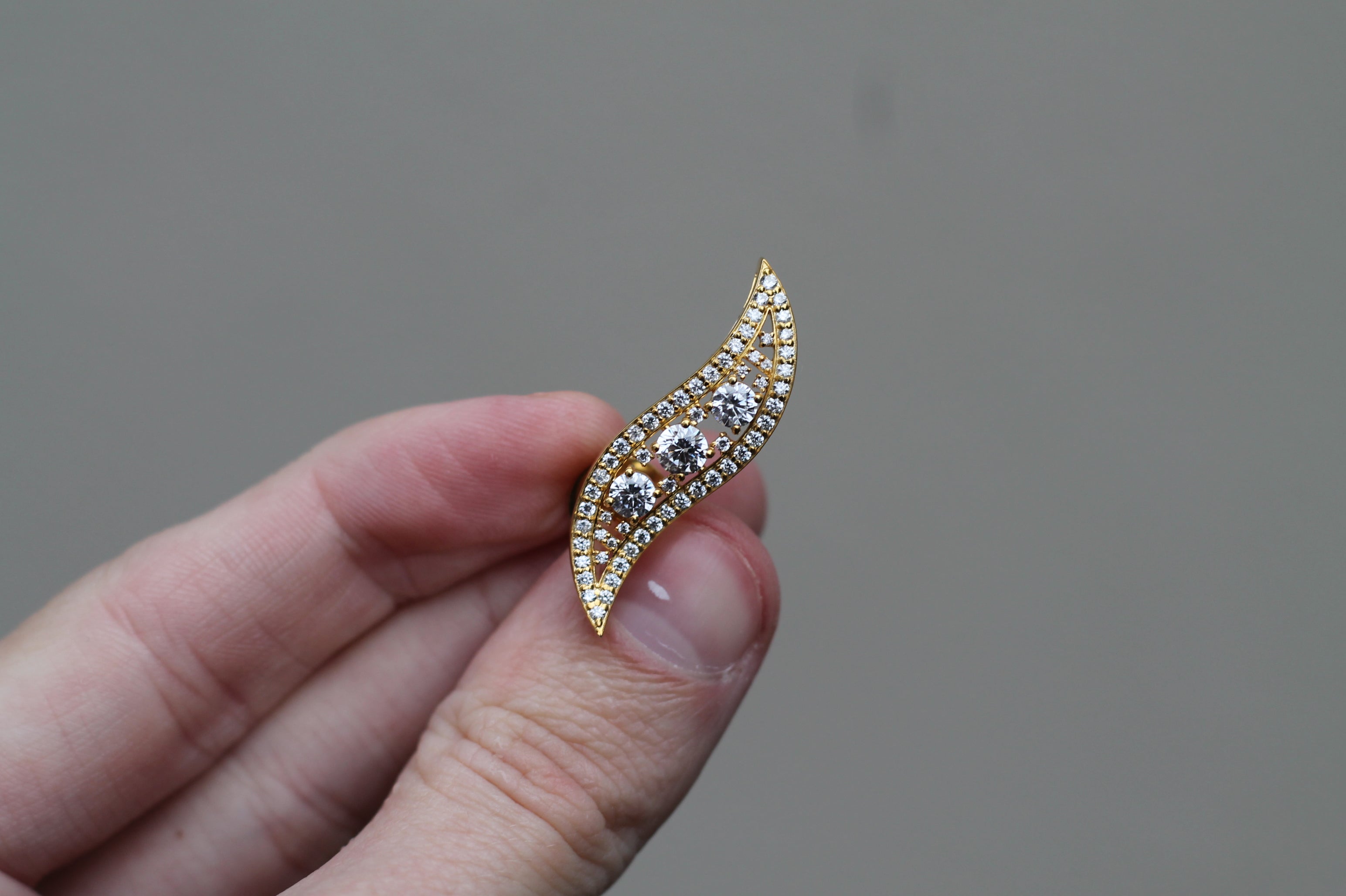 Diamond Big Leaf Earrings | 14k Yellow Gold
