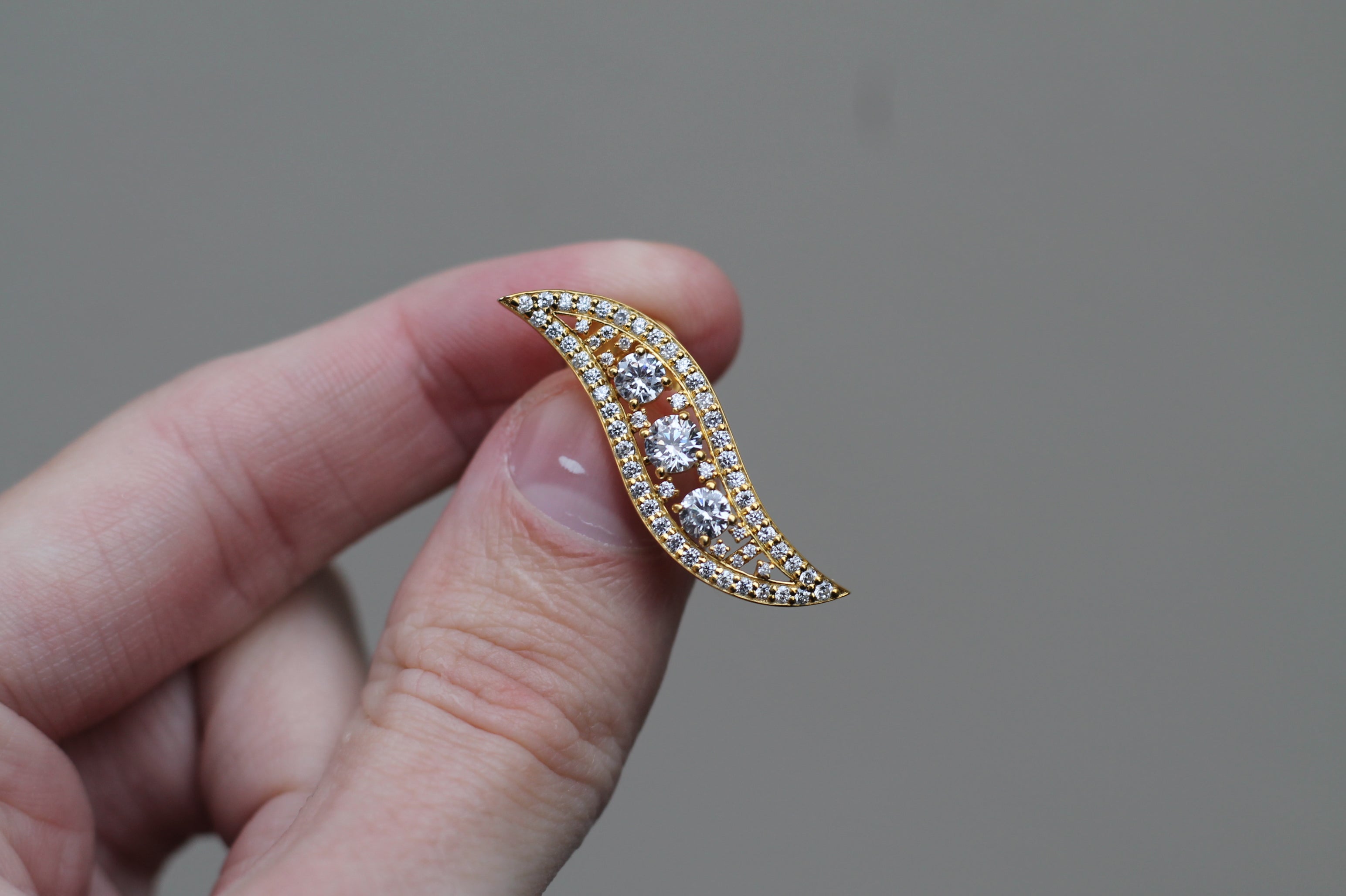 Diamond Big Leaf Earrings | 14k Yellow Gold