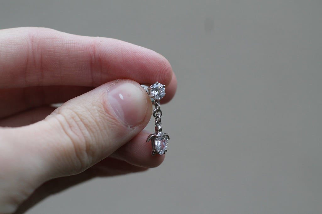2 Carat Diamond Turtle Earrings | 14k White Gold