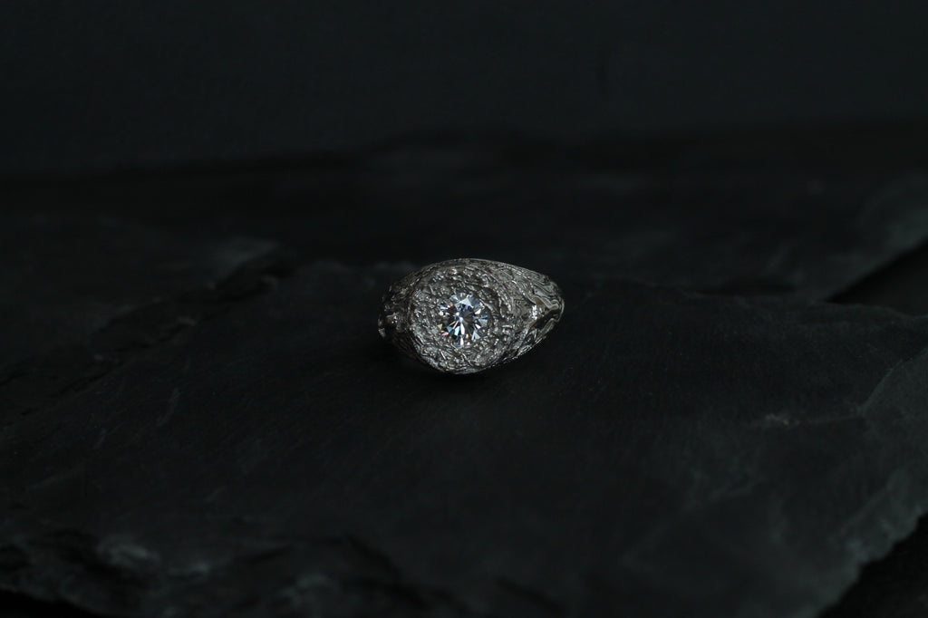1 Carat Round Diamond "Underworld" Ring | 14k White Gold | Statement Ring