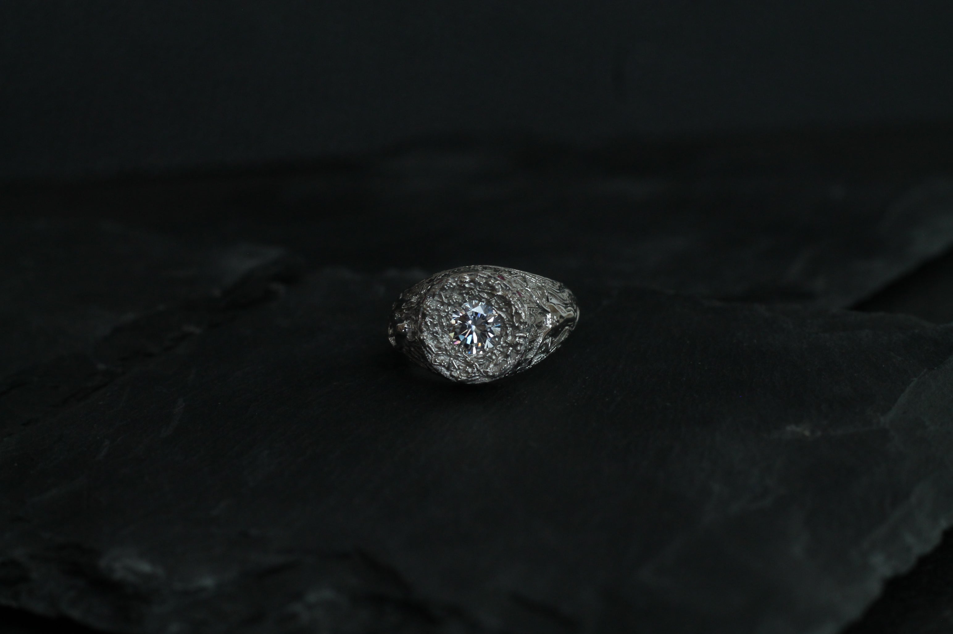 1 Carat Round Diamond "Underworld" Ring | 14k White Gold | Statement Ring
