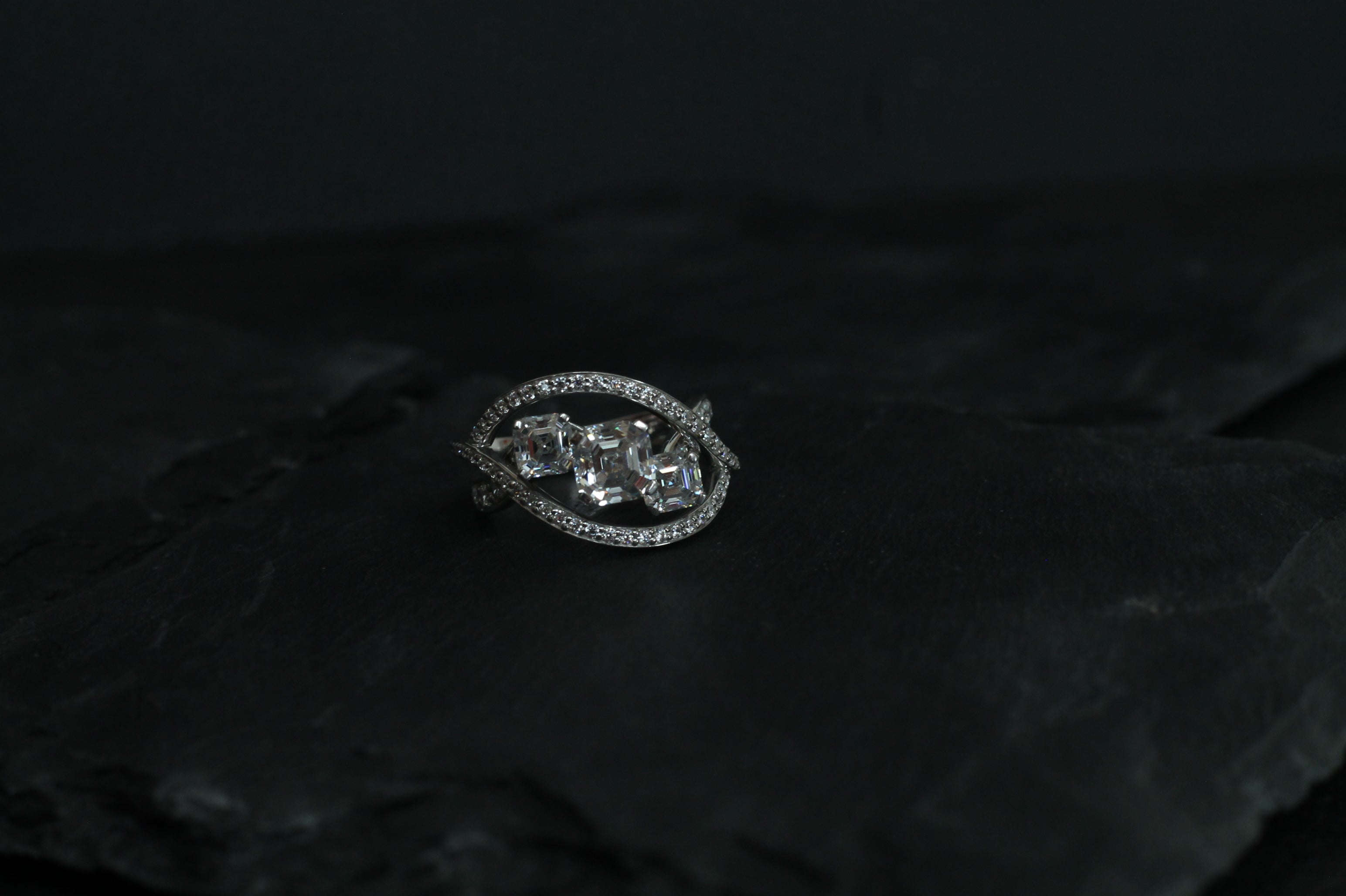 2 Carat Triple Asscher Cut Diamond Ring | 14k White Gold | Engagement Ring