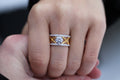 1 Carat Round Cut Center Diamond Two Color "Mesh" Ring | 14k White & Yellow Gold | Statement Engagement Ring