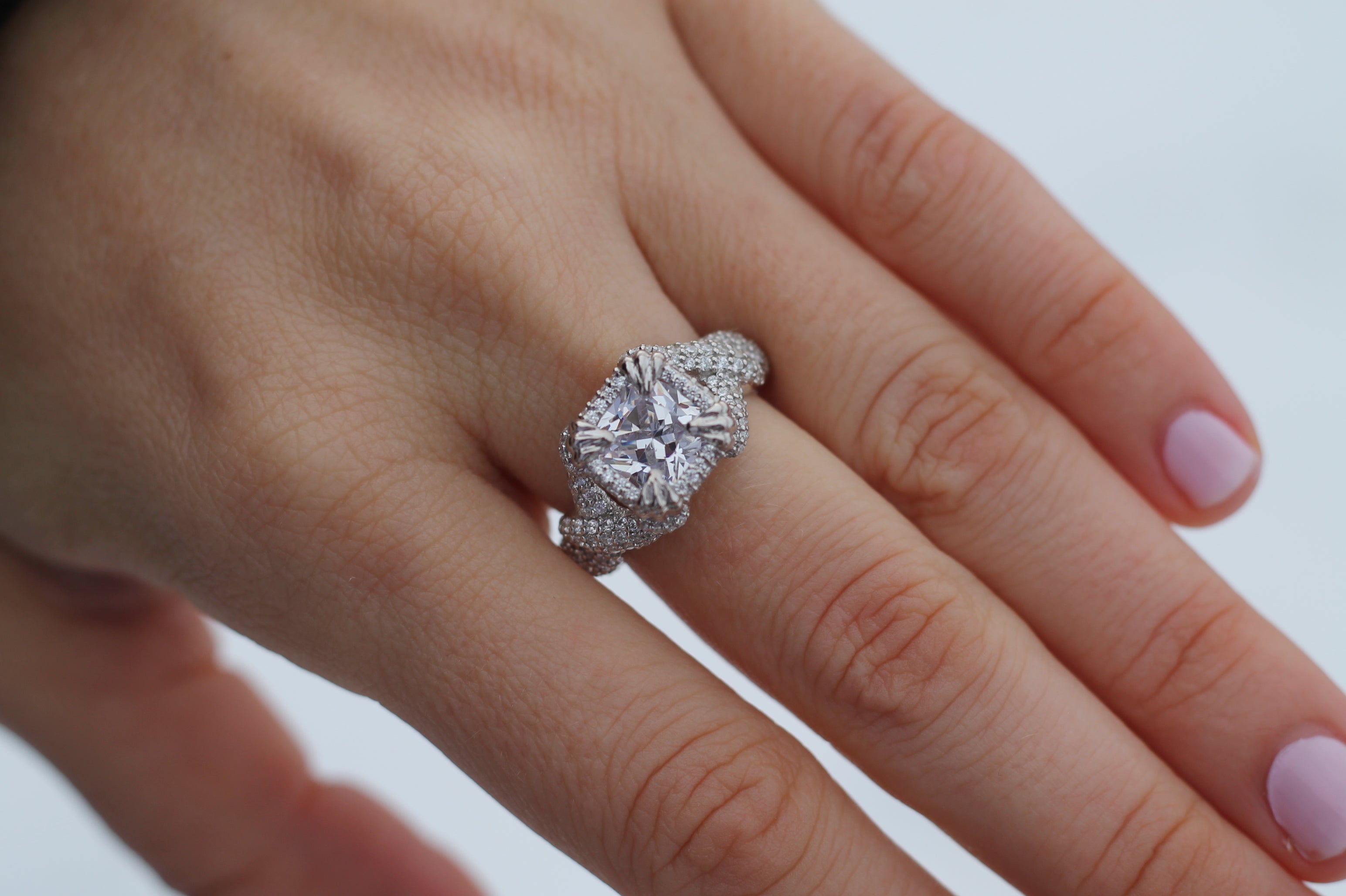 1 Carat Serpent Heads Ring | 14k White Gold | Engagement Ring