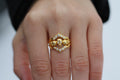 14k Yellow Gold Triple Skull Ring | Statement Ring
