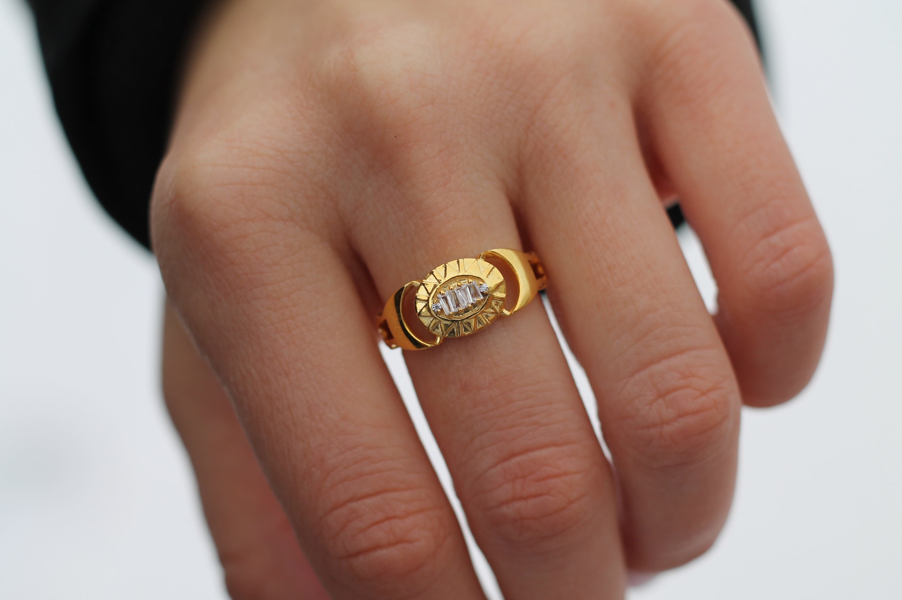14k Yellow Gold "Futura" Ring | Tapered Baguette Diamonds