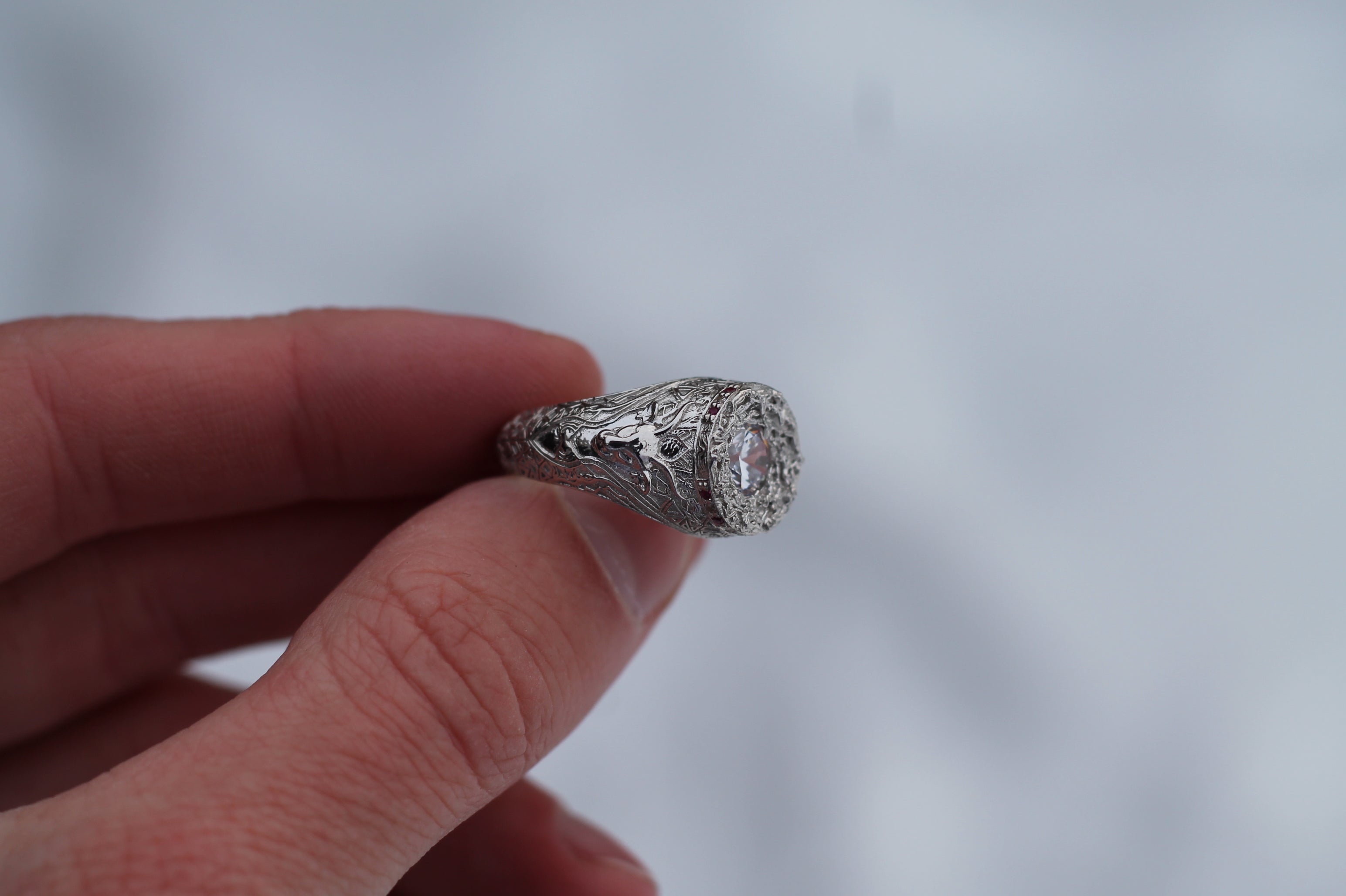 1 Carat Round Diamond "Underworld" Ring | 14k White Gold | Statement Ring