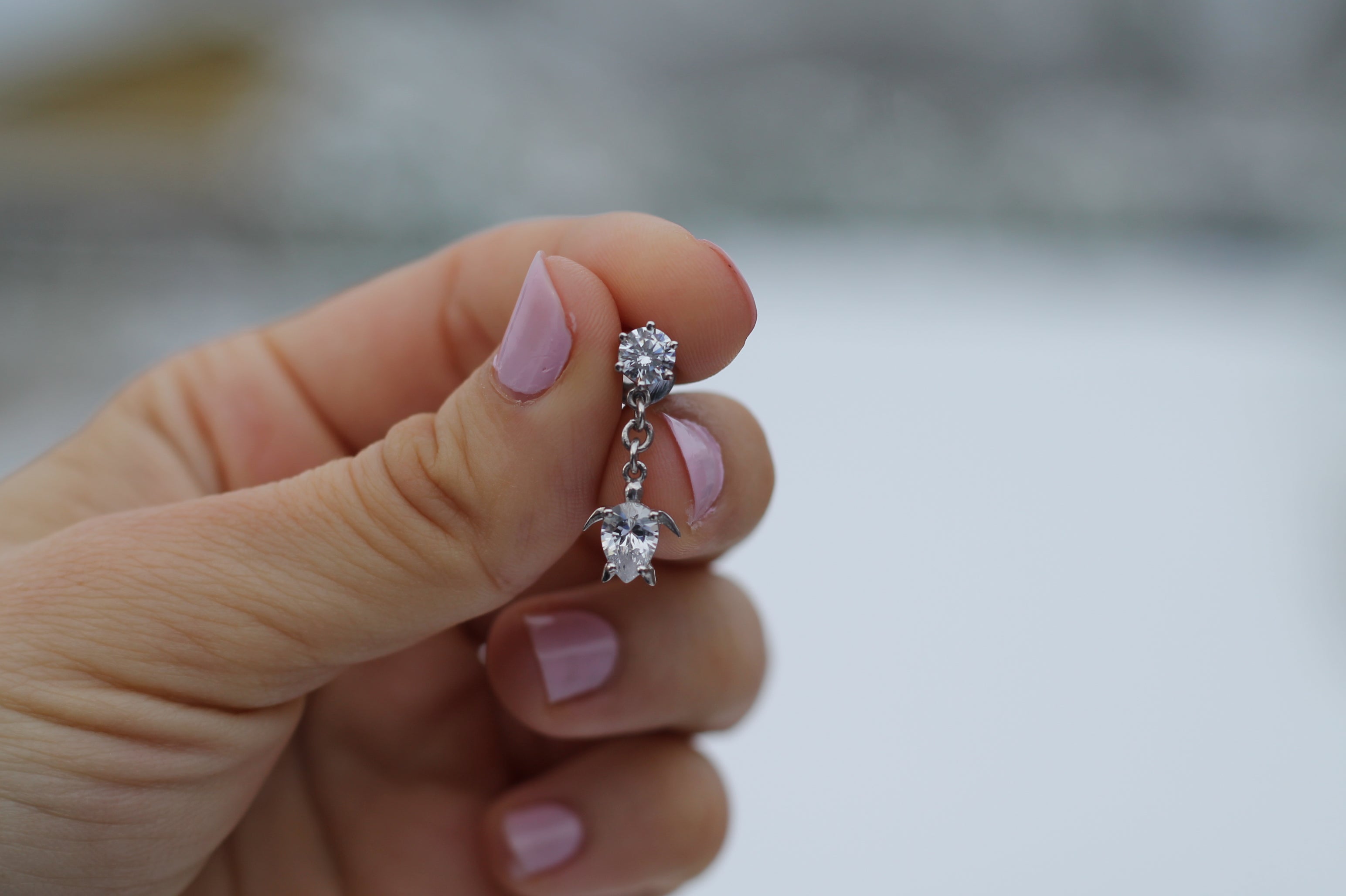 2 Carat Diamond Turtle Earrings | 14k White Gold