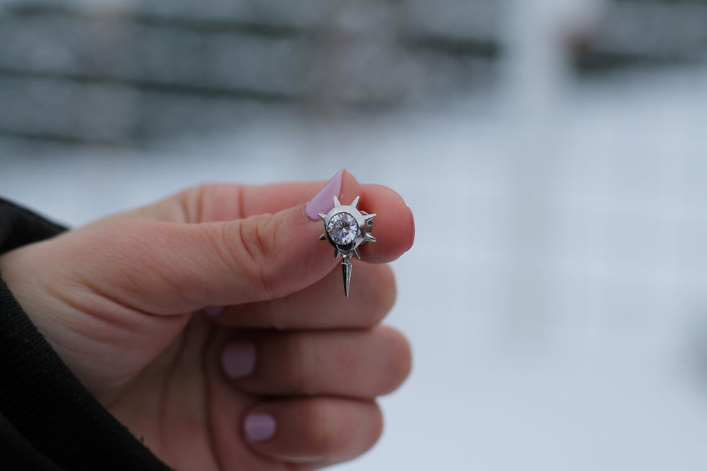 2 Carat Round Diamond Spike Earrings | 14k White Gold