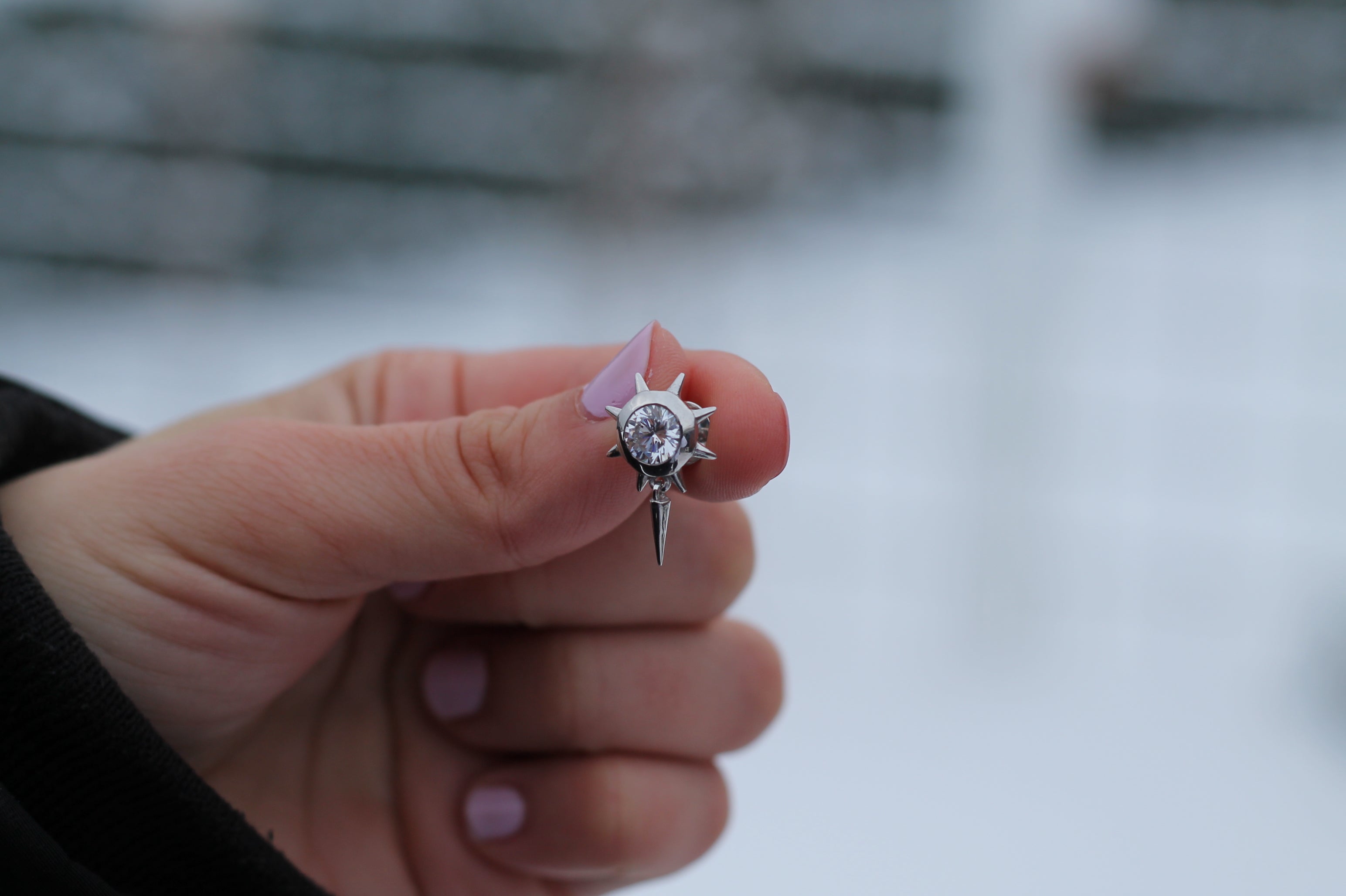 2 Carat Round Diamond Spike Earrings | 14k White Gold