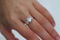 1 Carat Center Oval Cut Triple Stone Ring | 14k White Gold | Engagement Ring