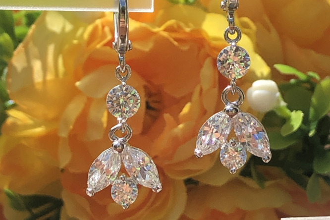 Marquise And Round Cut Diamond Dangling Earrings